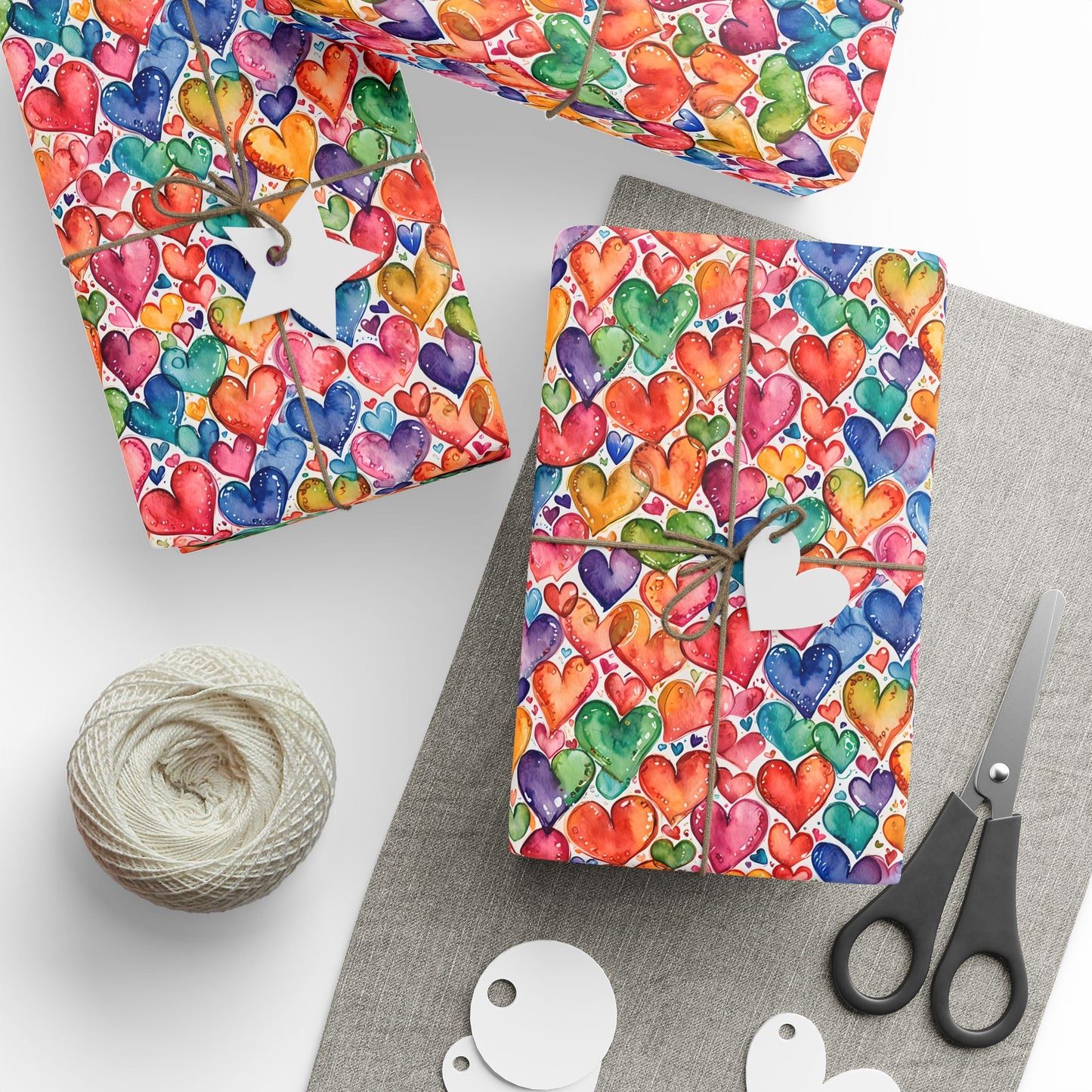 Vibrant Multicolor Heart Wrapping Paper Roll