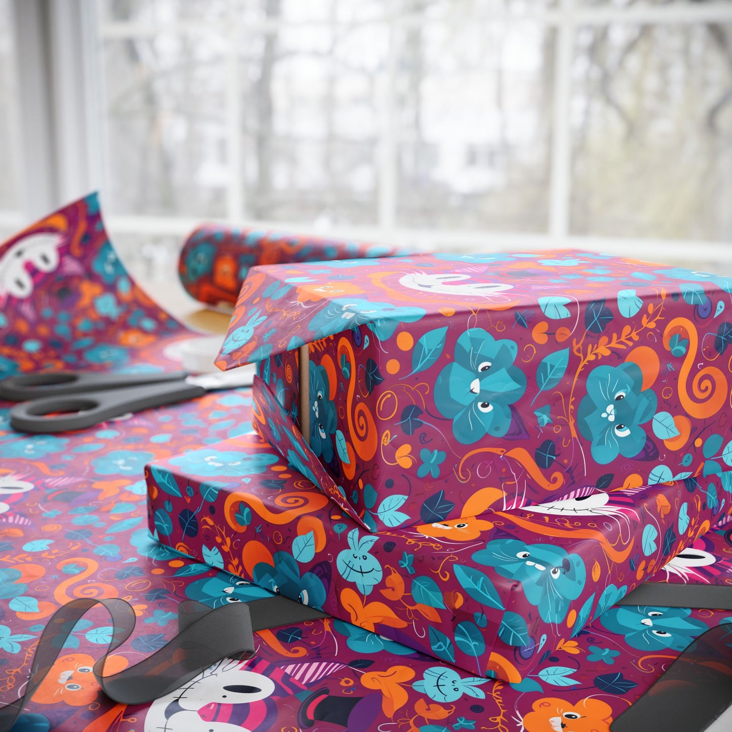 Colorful Abstract Cheshire Cat Gift Wrap