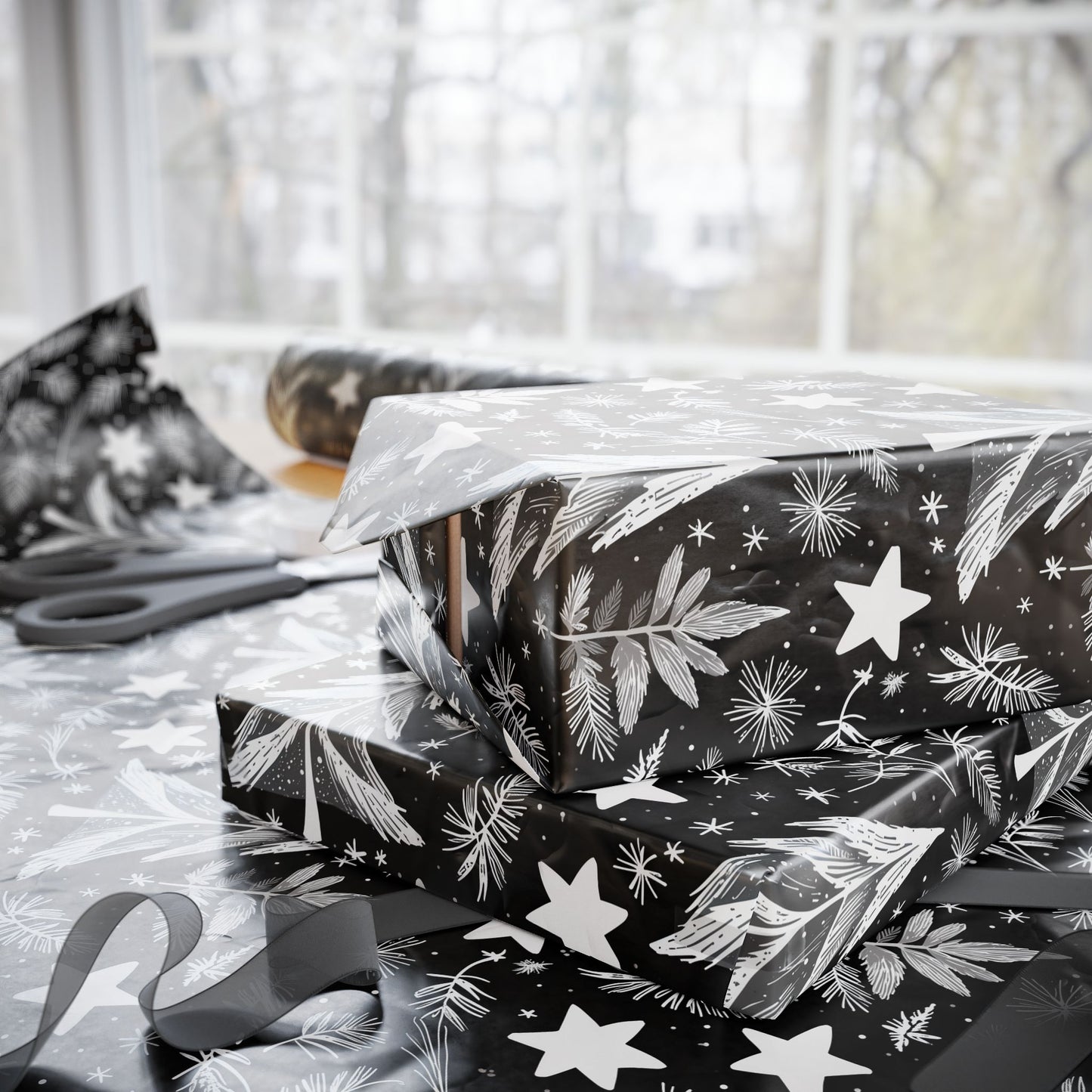Monochrome Magic – Black & White Winter Wrapping Paper