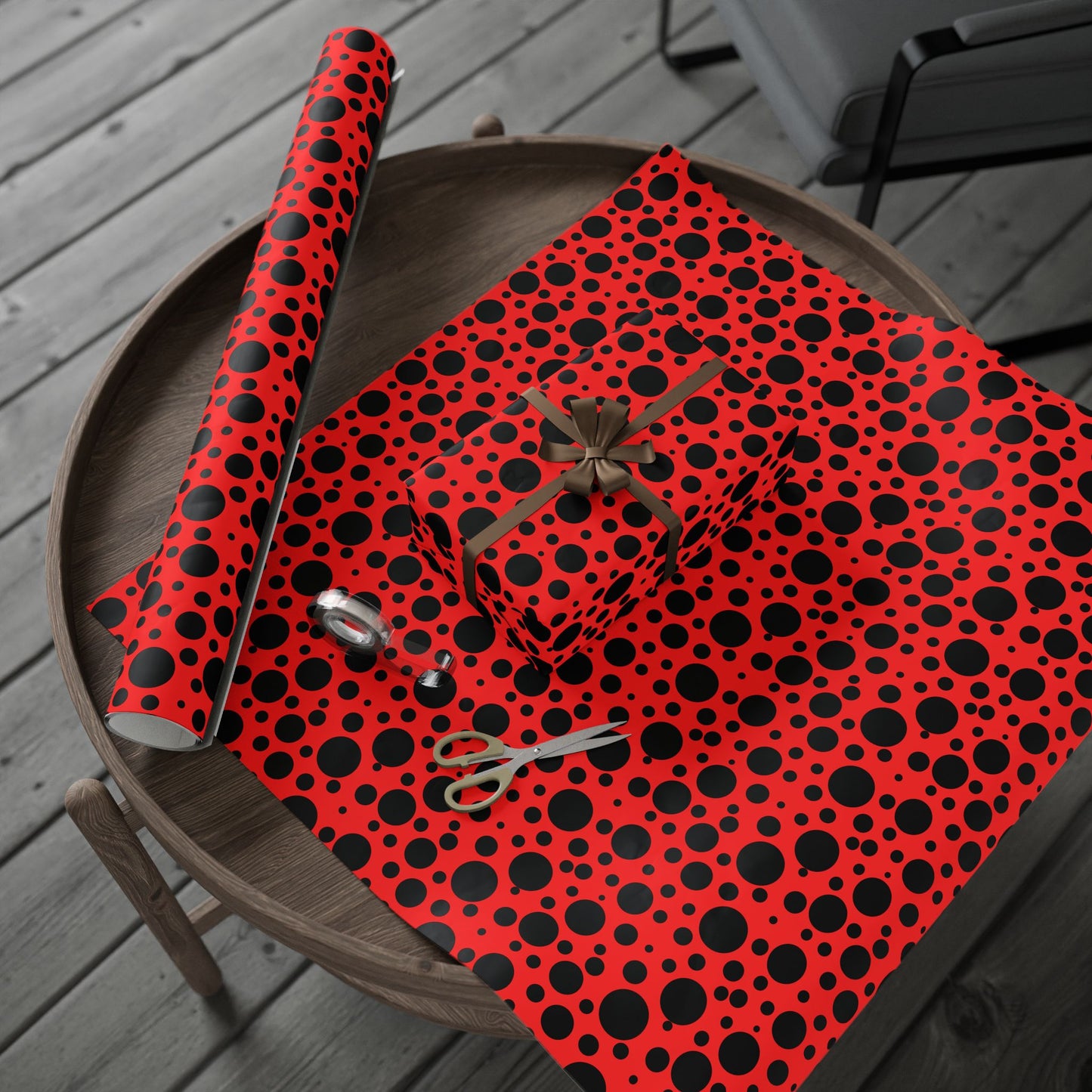 Dot Drama – Retro Red & Black Polka Dot Wrapping Paper