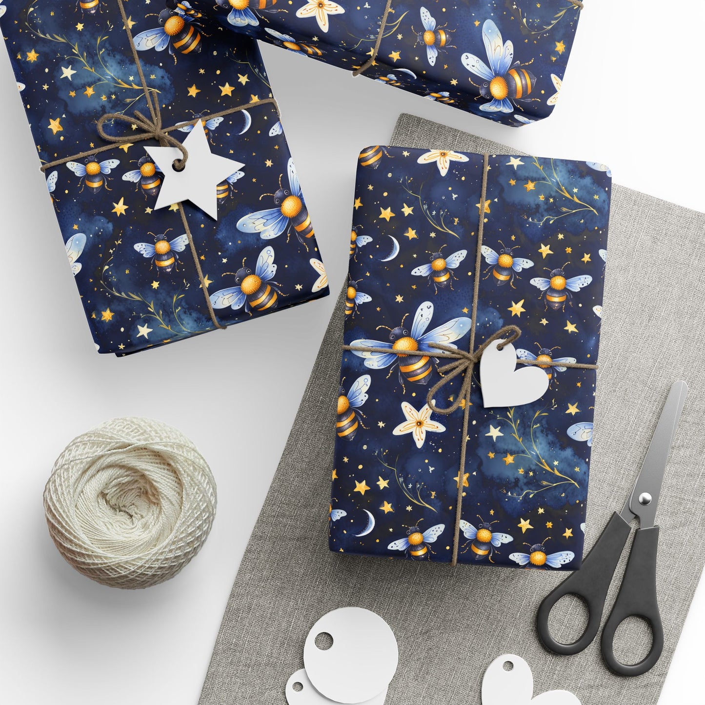 Whimsical Stars and Bees Gift Wrap Roll