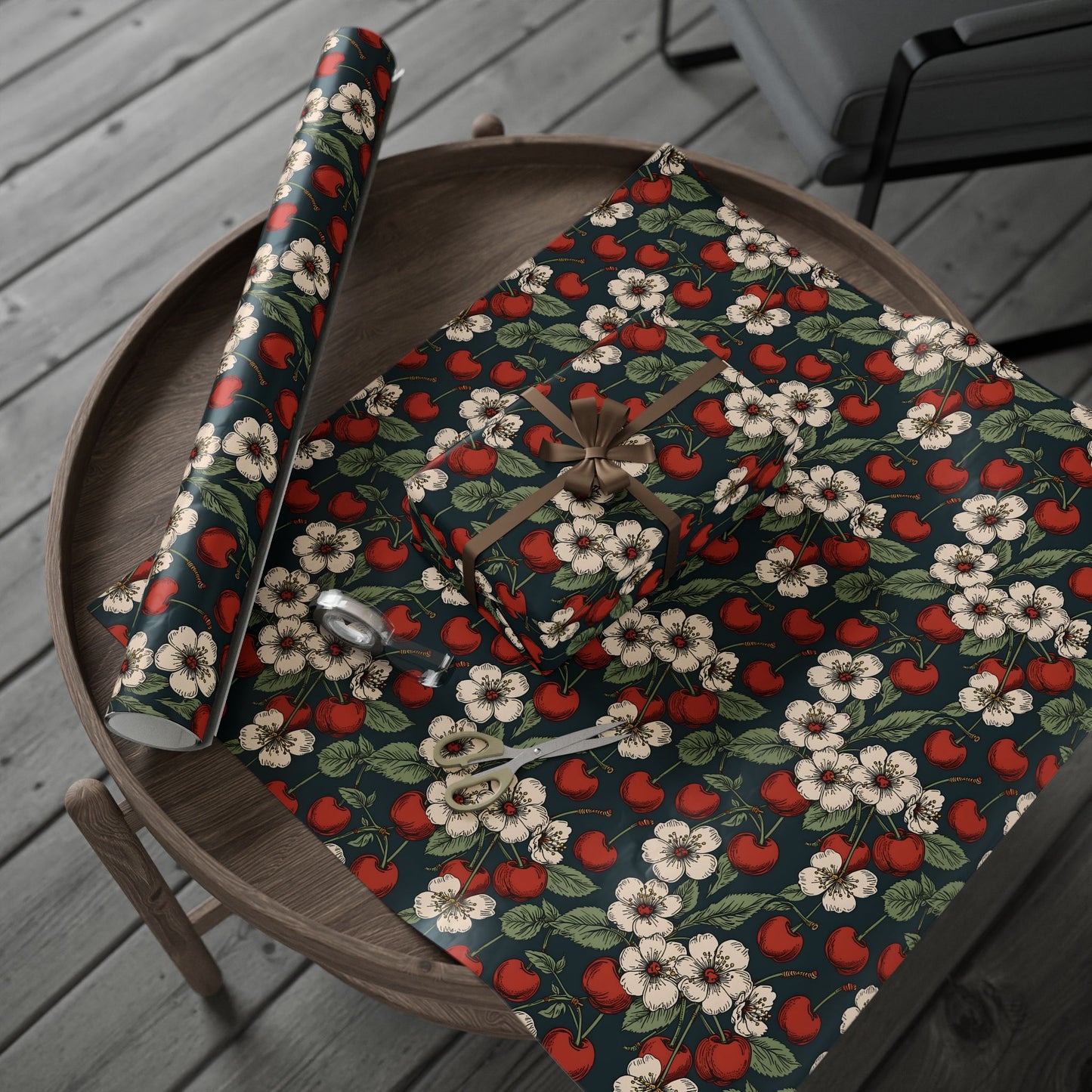 Retro Cherry Blossom Wrapping Paper