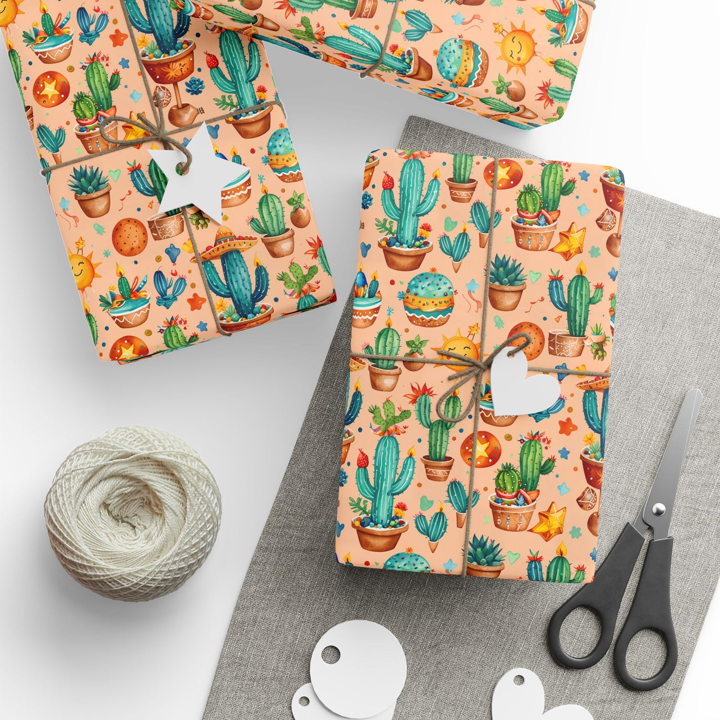 Cactus Pattern Birthday Wrapping Paper