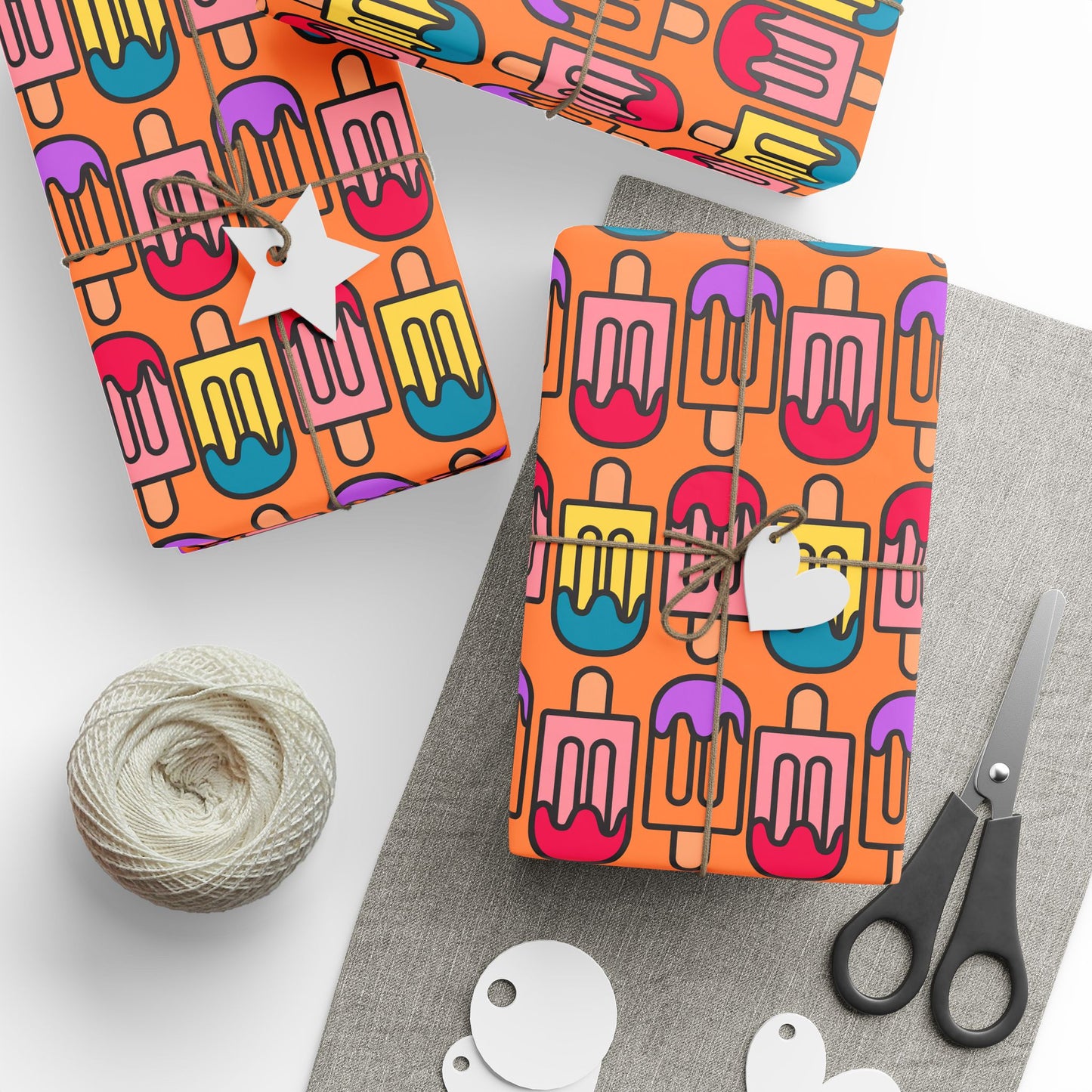 Colorful Orange Popsicle Wrapping Paper