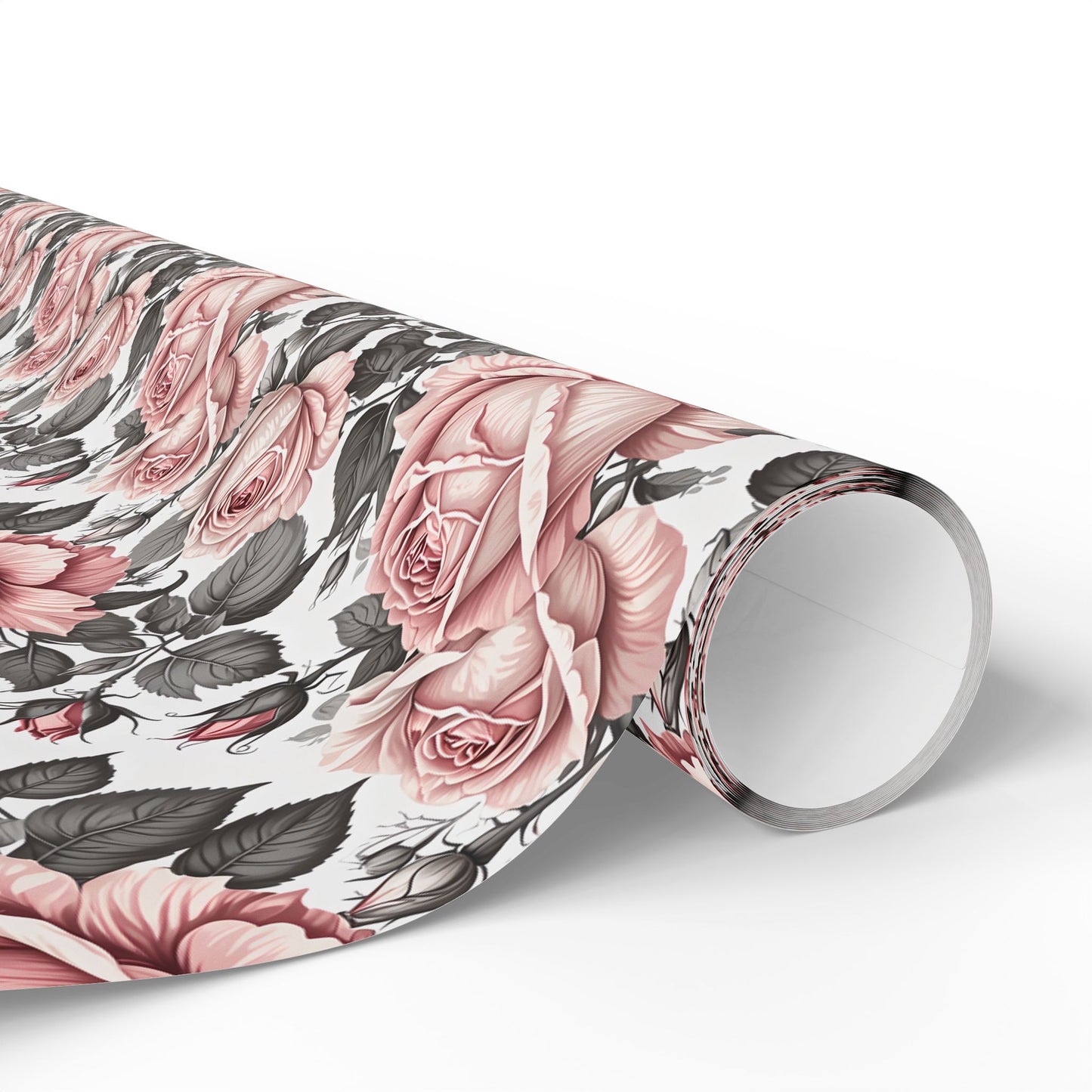 Rose Whispers – Soft Floral Gift Wrap in Pink & Grey