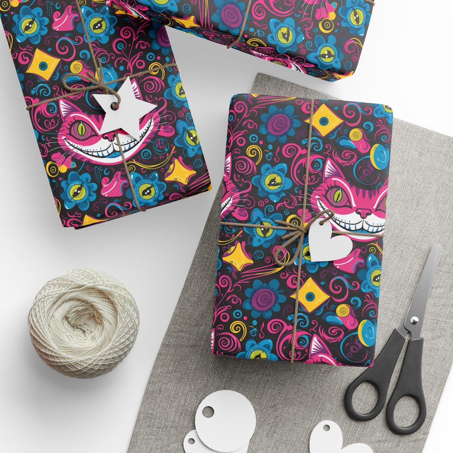 Bright Cheshire Cat Alice in Wonderland Gift Wrap