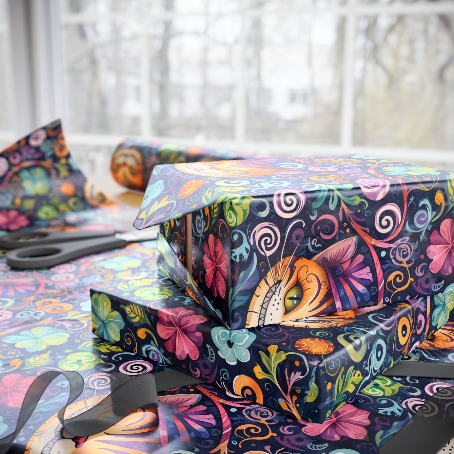 Cheshire Cat Vibrant Abstract Wrapping Paper