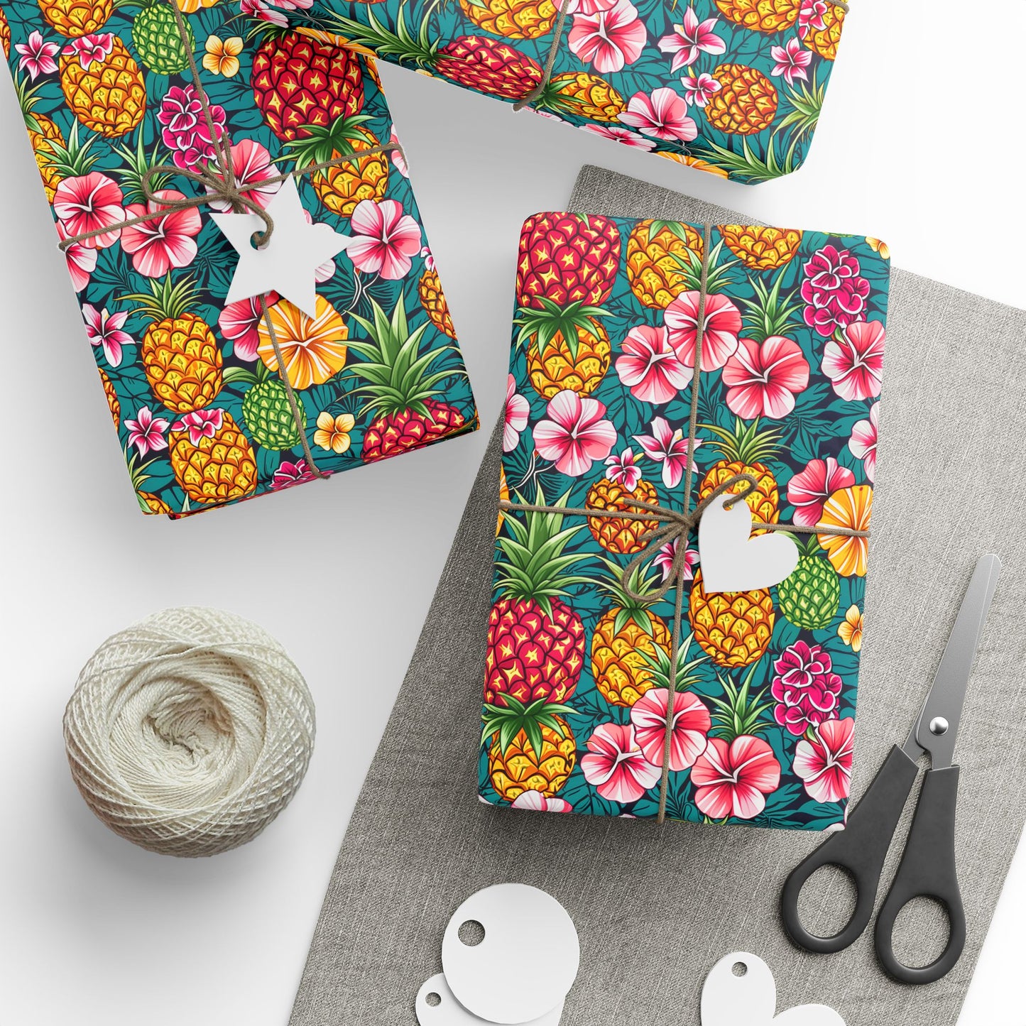 Wrapping Paper - Tropic Treat Pineapple Floral Hawaiian Gift Wrap