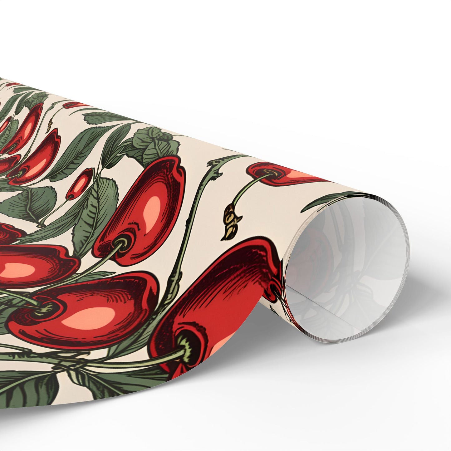 Elegant Cream Background with Cherry Delight Wrapping Paper