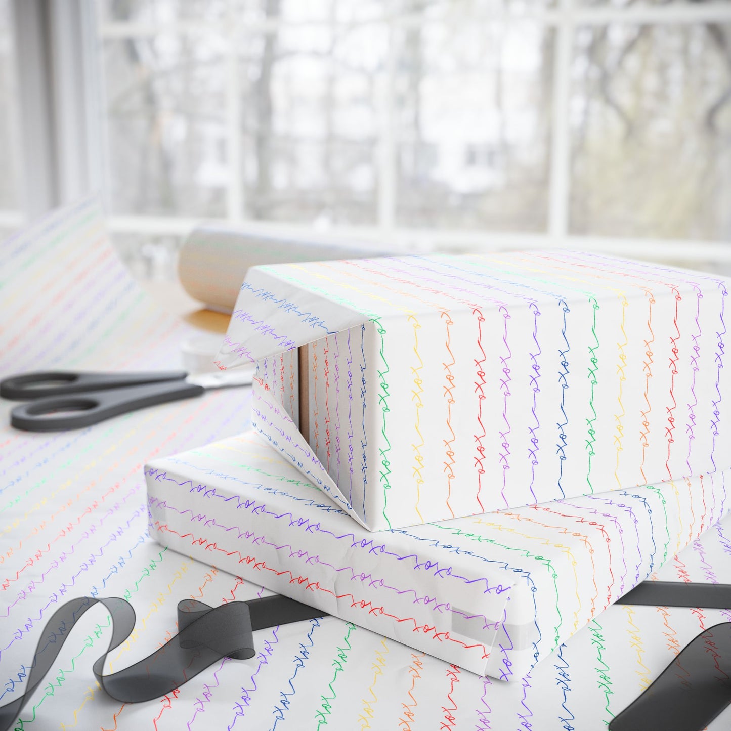 Wrapping Paper, XOXO Rainbow Design