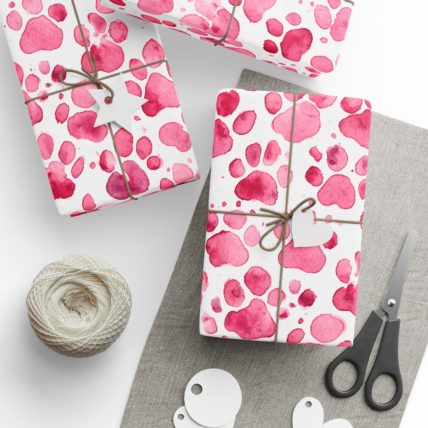 Pet Lover's Paradise Pink Paw Print Gift Wrap Collection