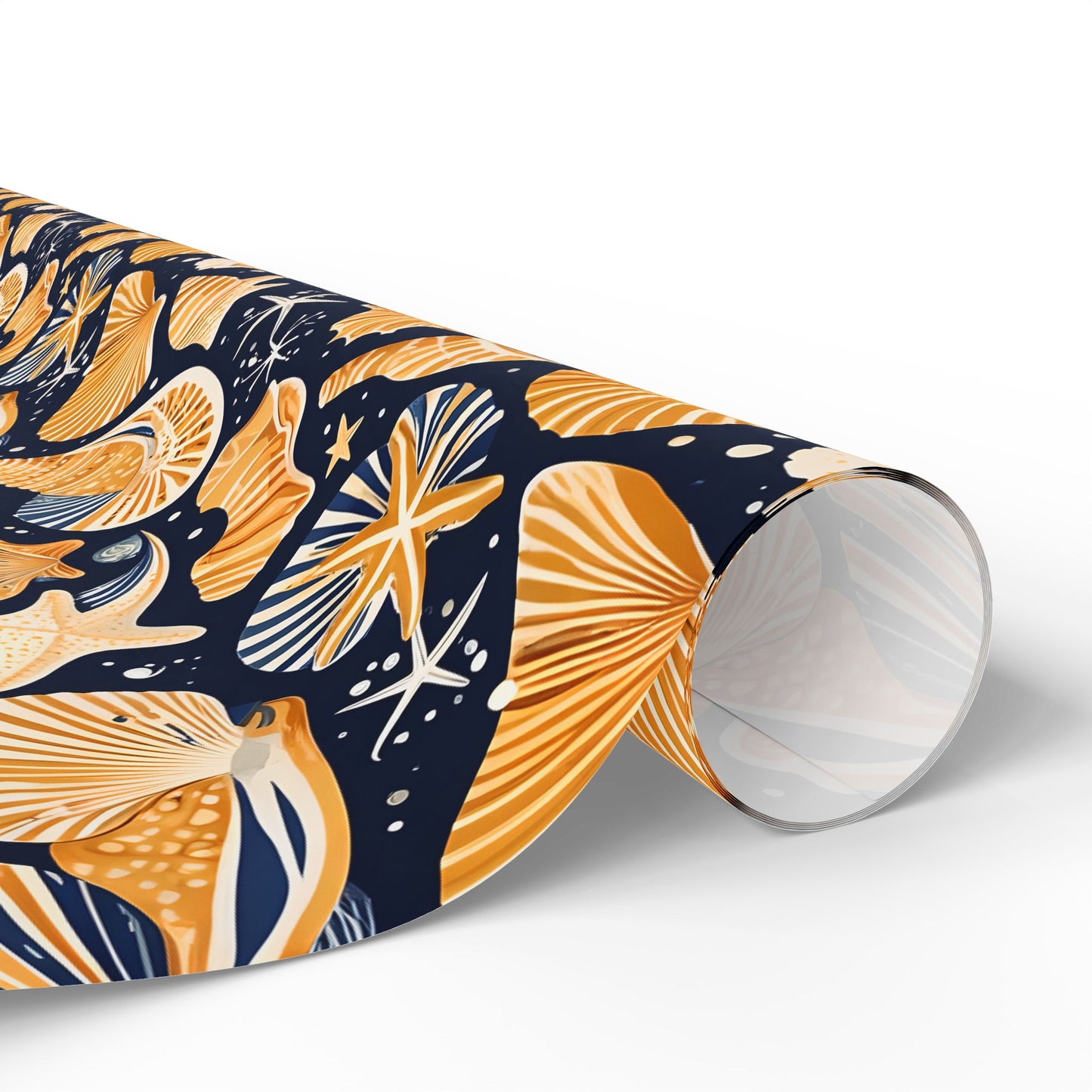 Seashell - Inspired Navy and Yellow Gift Wrap