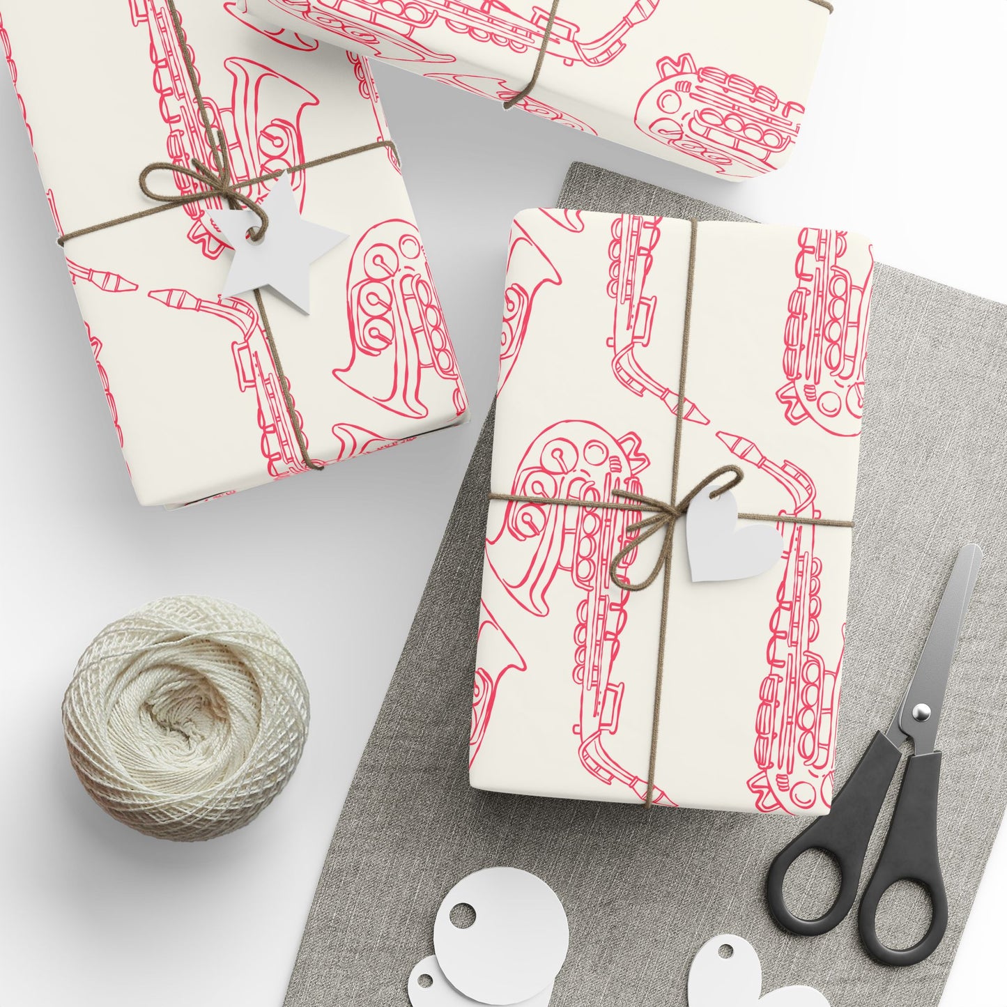 Chic Pink Saxophone Patterned Wrapping Paper