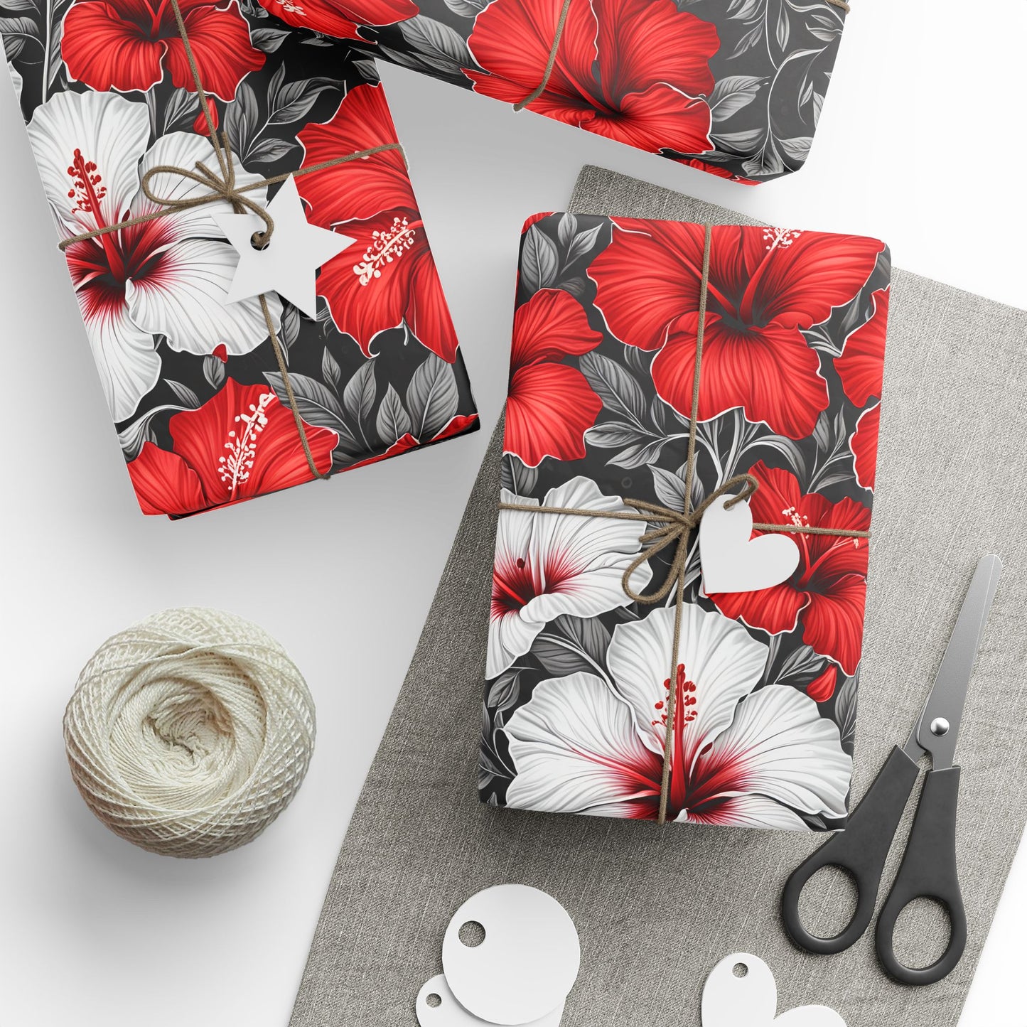 Hibiscus Floral Print Gift Wrapping Paper - Lokipawz