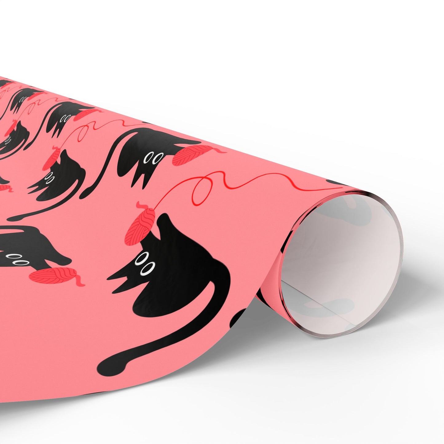 Pink Cat Wrapping Paper – Playful Black Kitty Design for Every Occasion