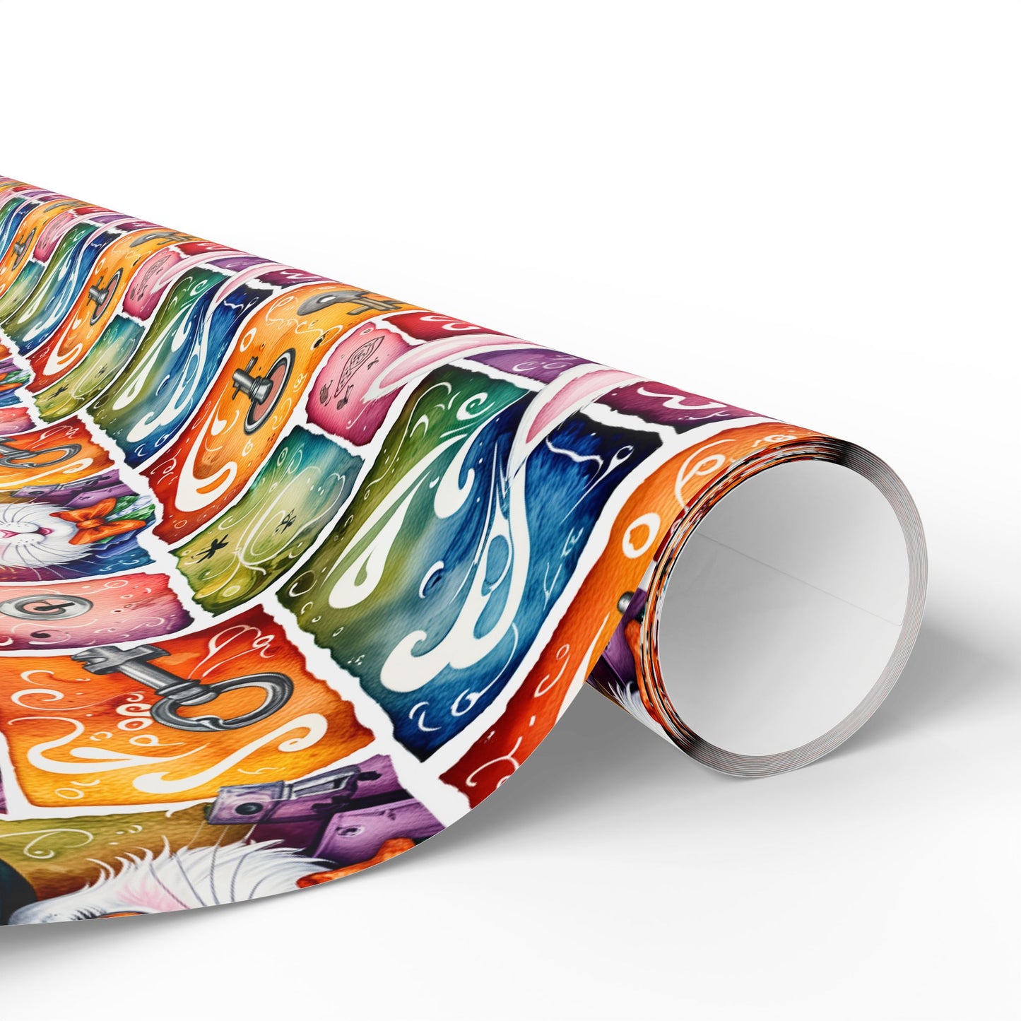 Alice in Wonderland Gift Wrap with Keys & Magic, Whimsical White Rabbit Wrapping Paper