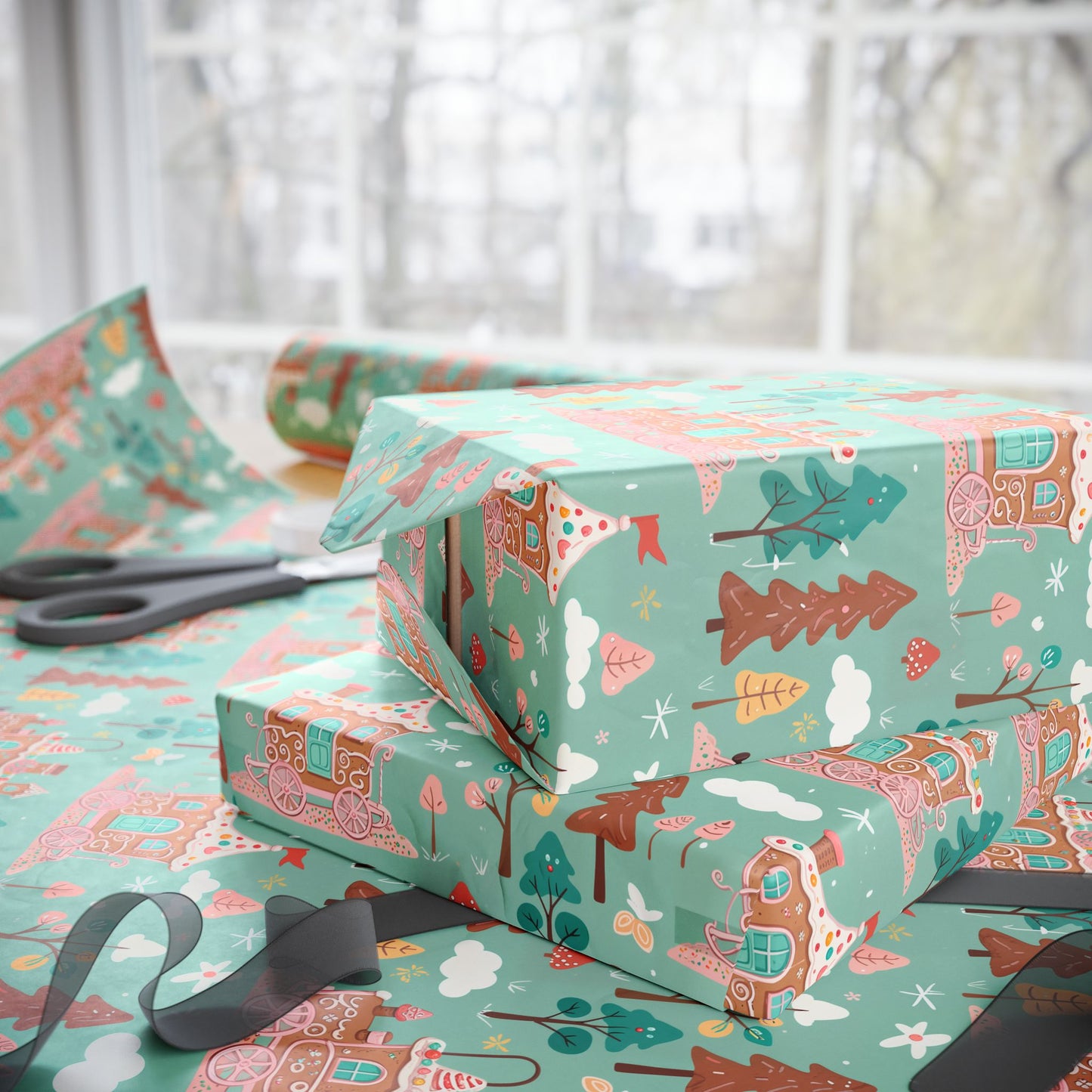 Gingerbread Express – Sugar Sleigh Rides Wrapping Paper