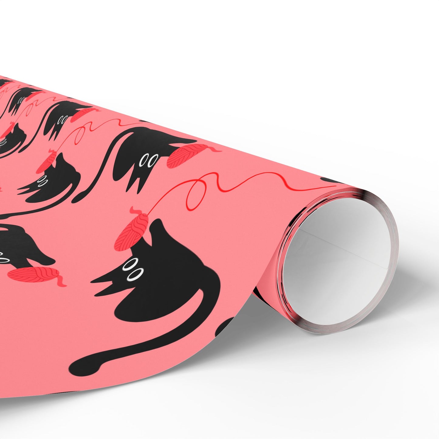Pink Cat Wrapping Paper – Playful Black Kitty Design for Every Occasion