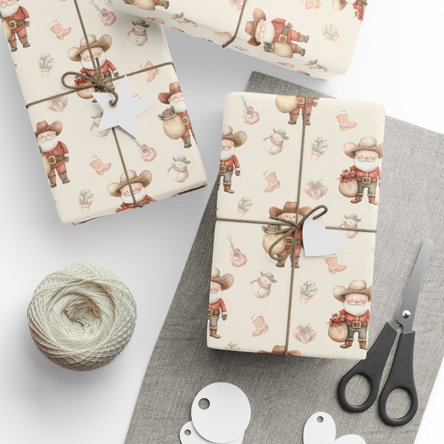 Santa’s Country Christmas – Western Cowboy Wrapping Paper