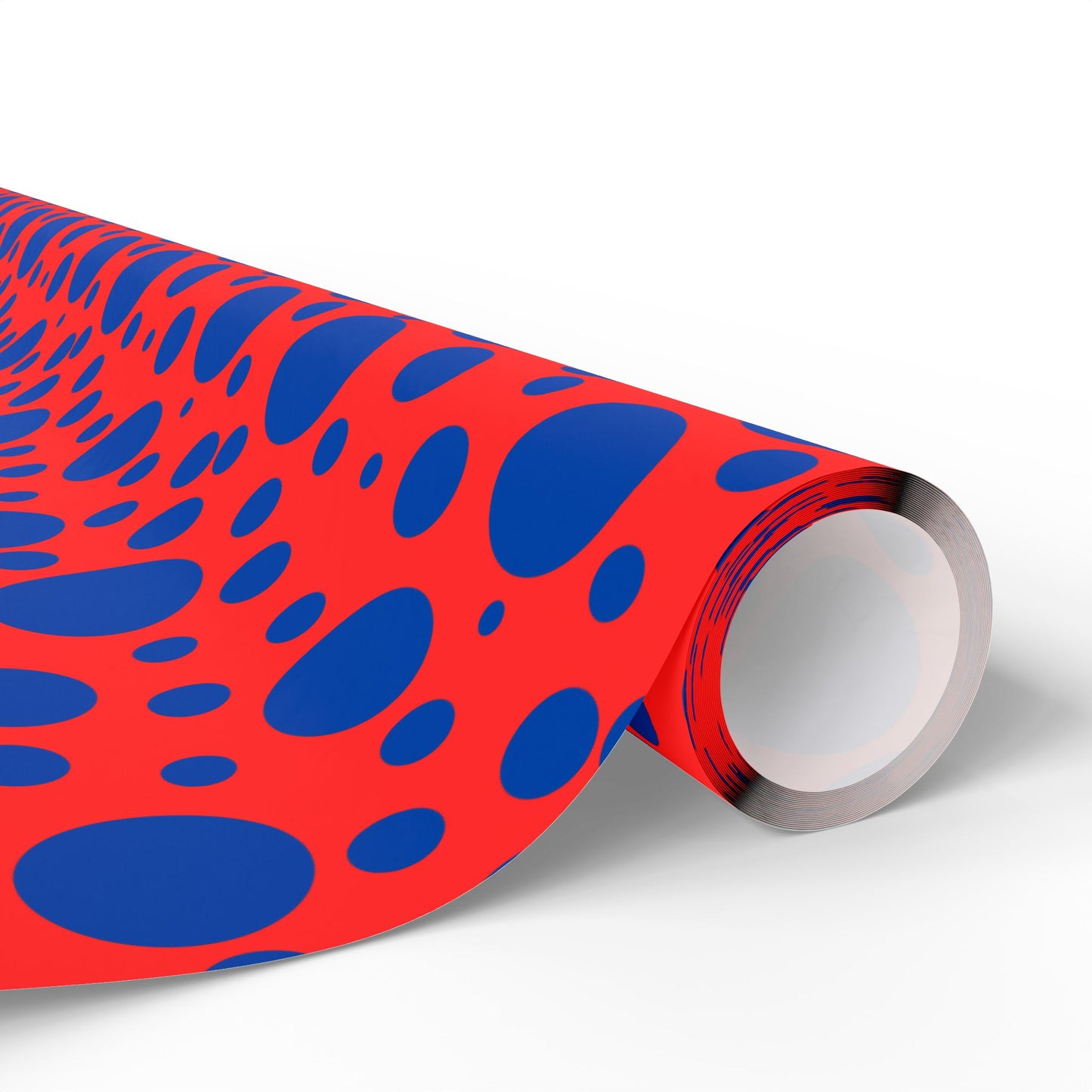 Dot Riot – Bold Blue on Red Modern Wrapping Paper