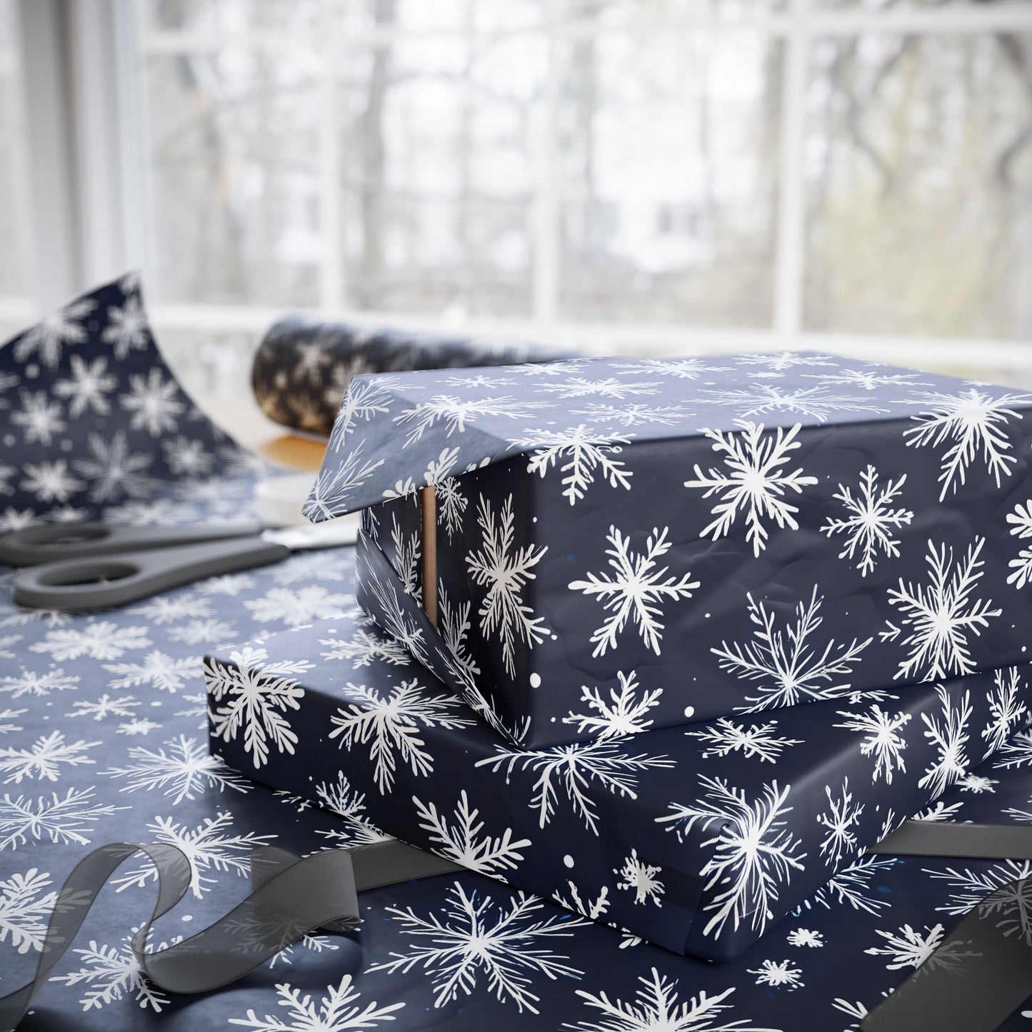 Let It Glow – Midnight Snowflake Wrapping Paper