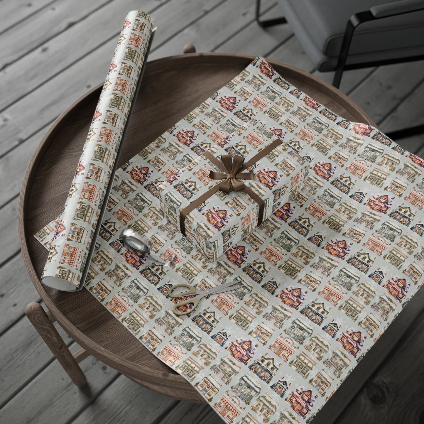 Holiday High Street – Quaint Christmas Village Shop Wrapping Paper