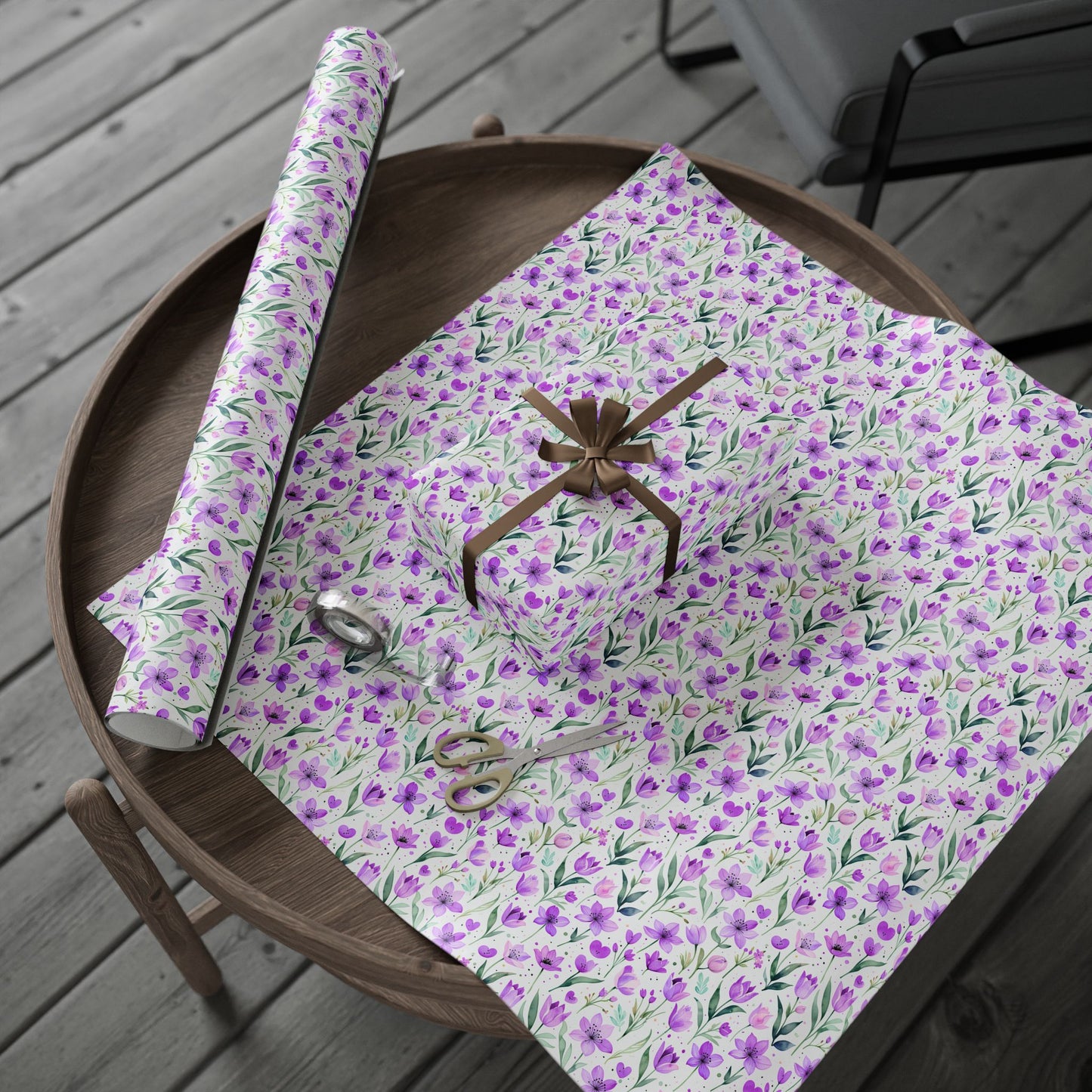 Purple Floral Gift Wrap Rolls
