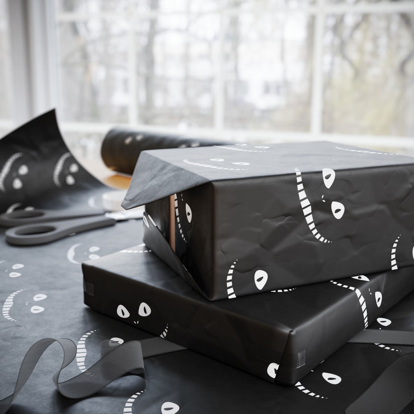 Cheshire Cat Eyes and Smile on Black Paper
