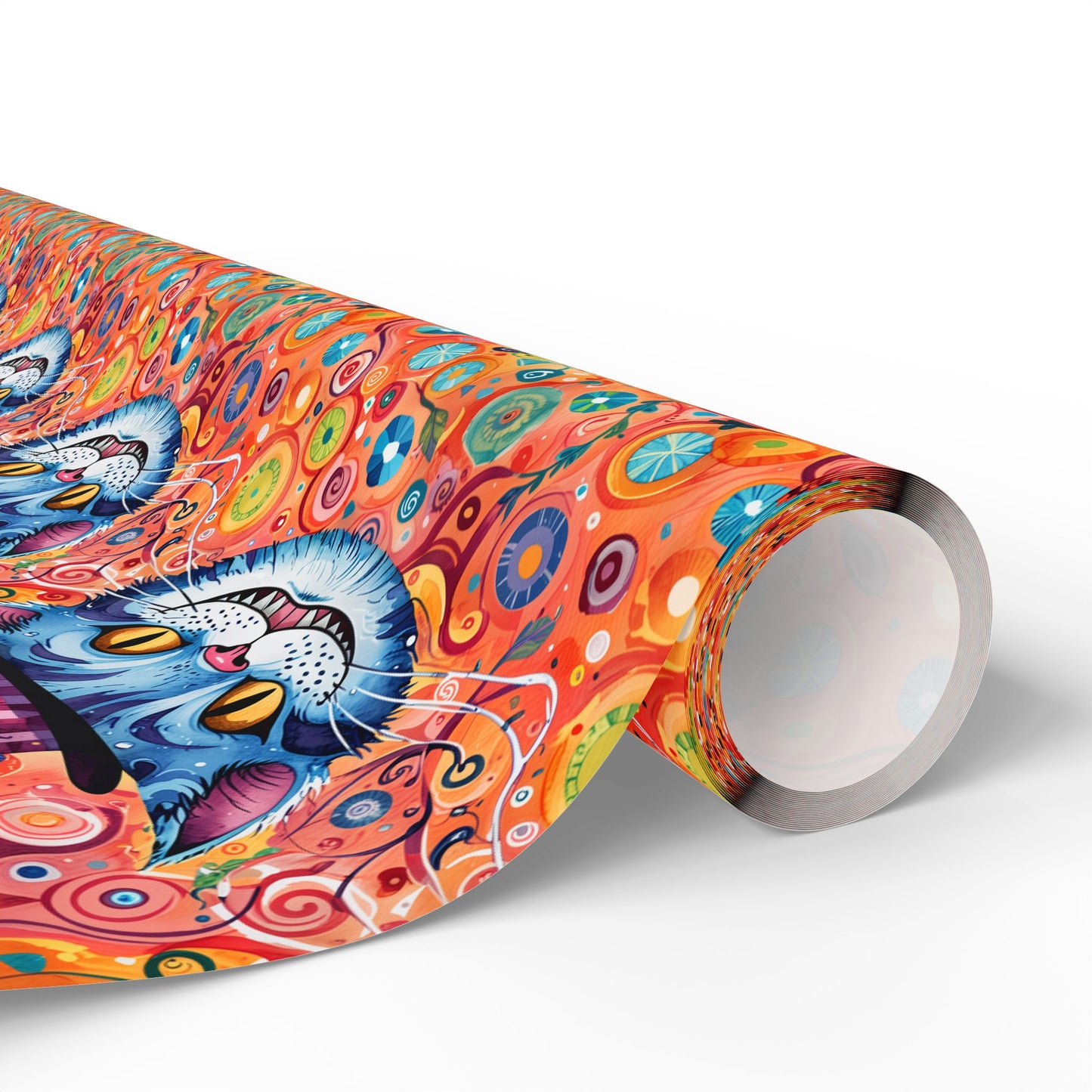 Vibrant Orange Cheshire Cat Gift Wrapping Paper