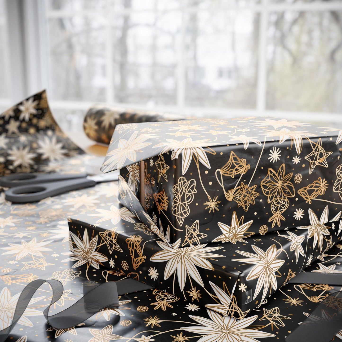 Gilded Twinkle – Luxe Starry Holiday Wrapping Paper