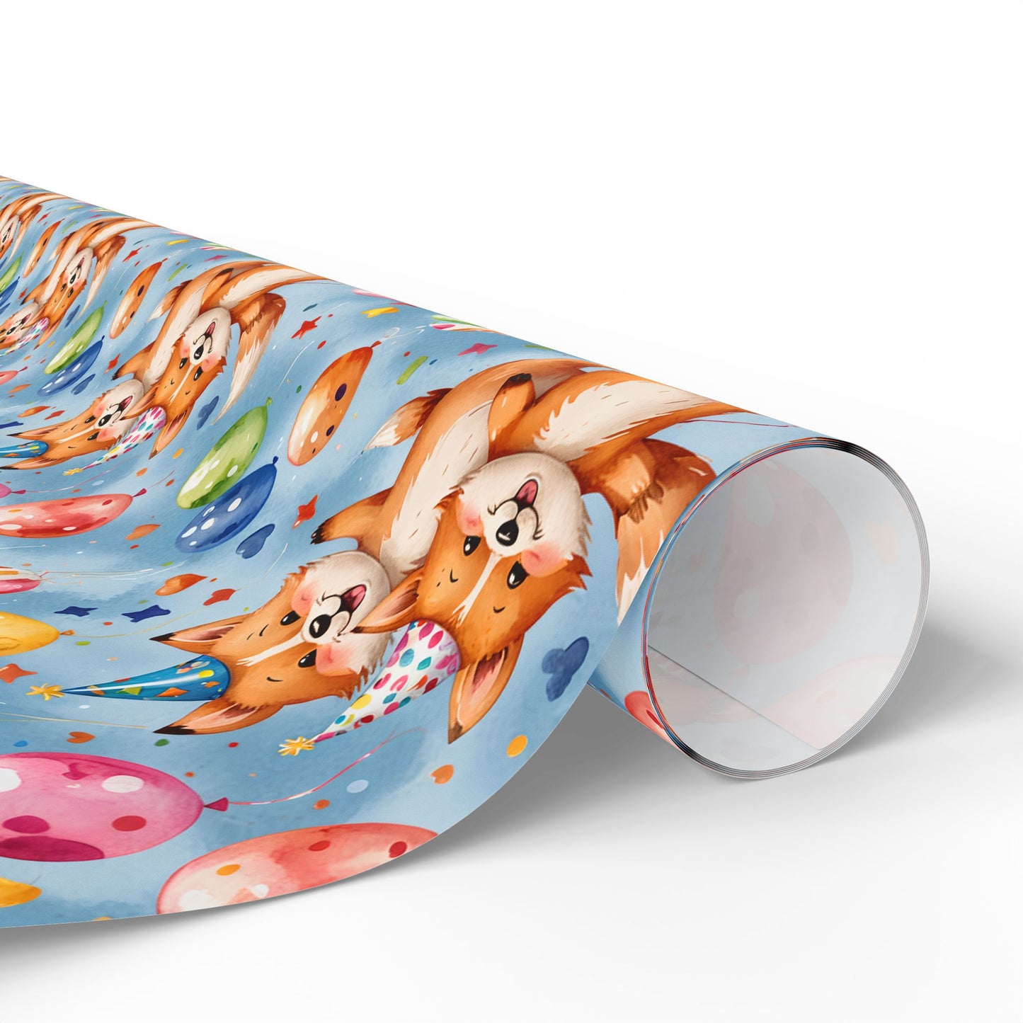 Cute Fox and Balloon Gift Wrap Birthday Party Decor for Kids or Cool Adults