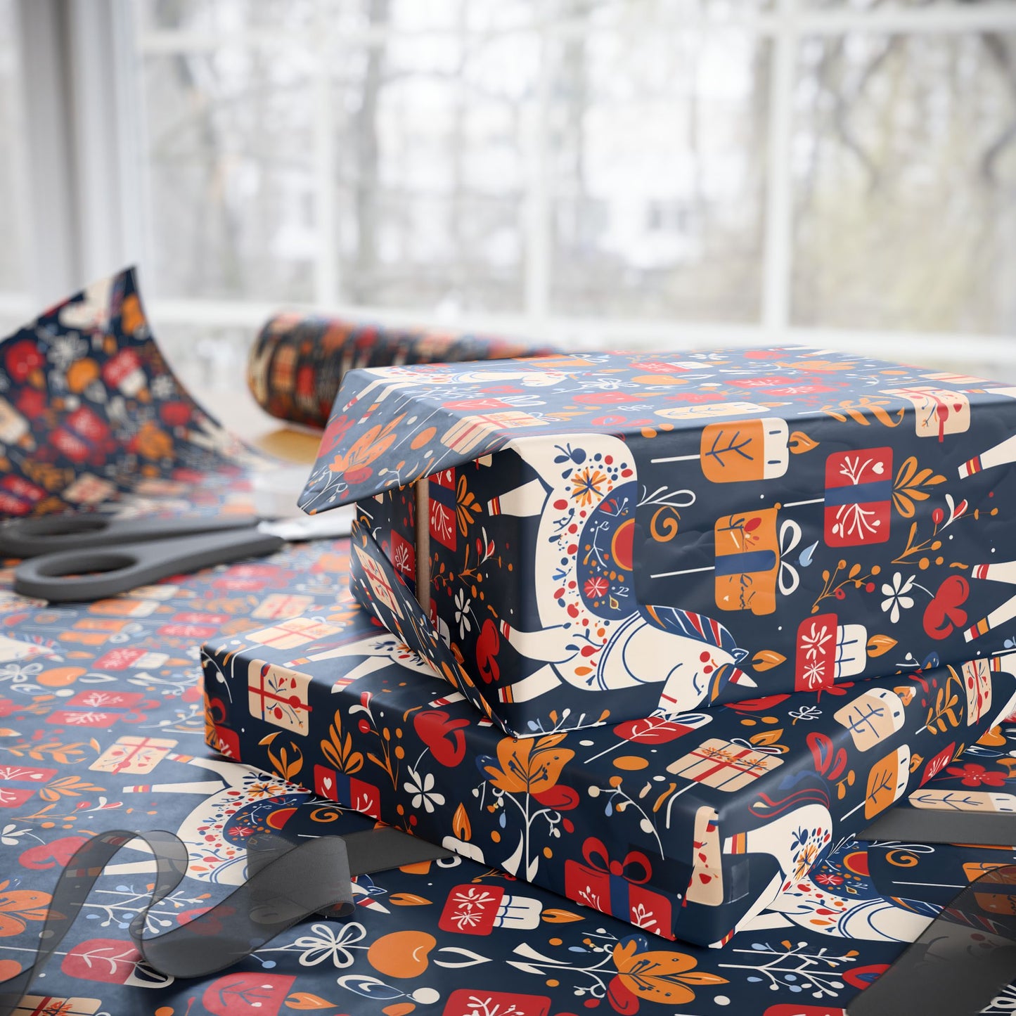 Festive Colorful Unicorn Wrapping Paper