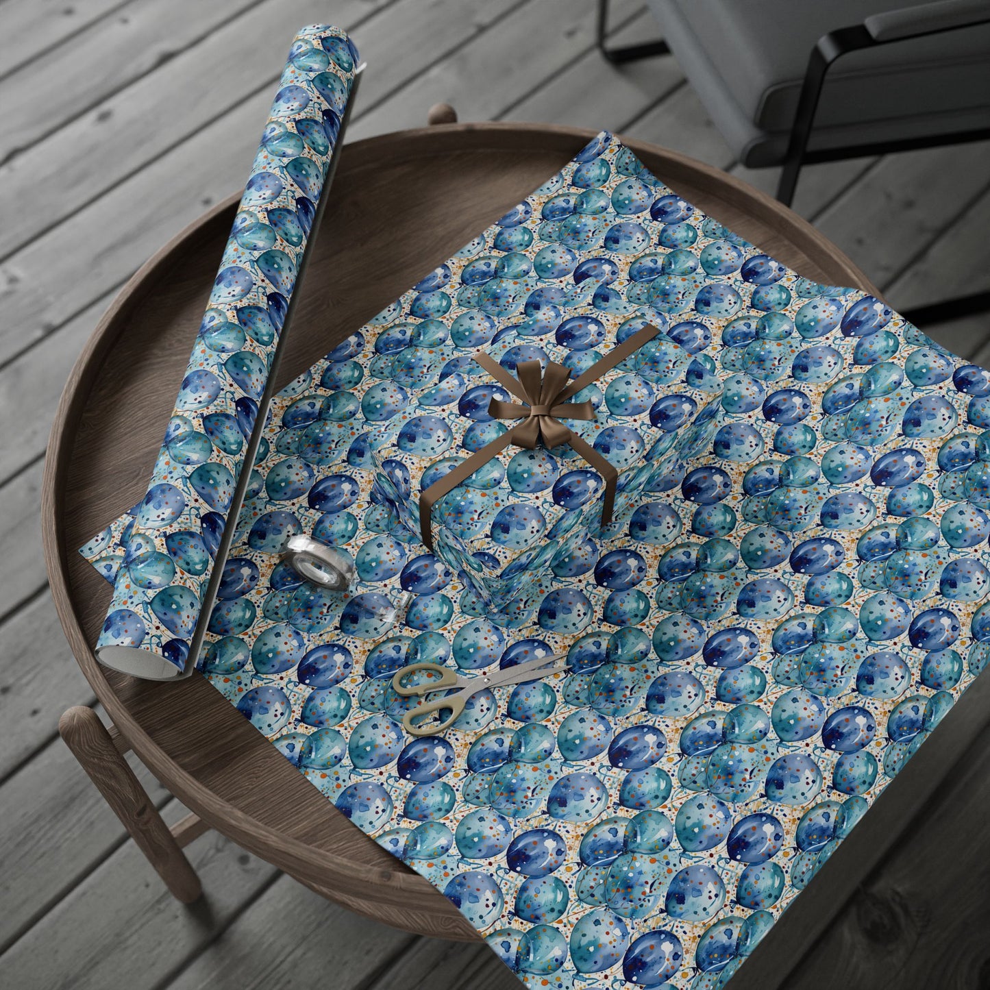Artistic Blue Celebration Wrapping Papers