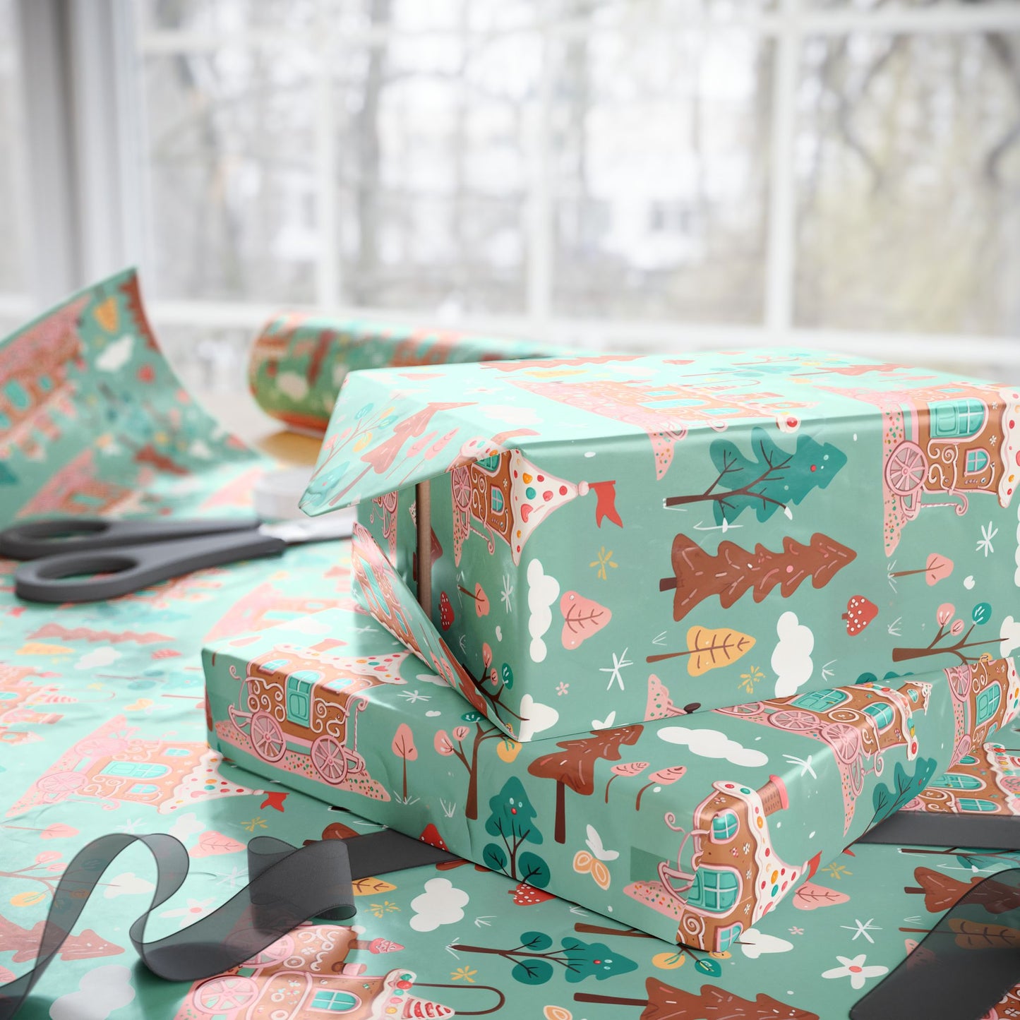 Gingerbread Express – Sugar Sleigh Rides Wrapping Paper