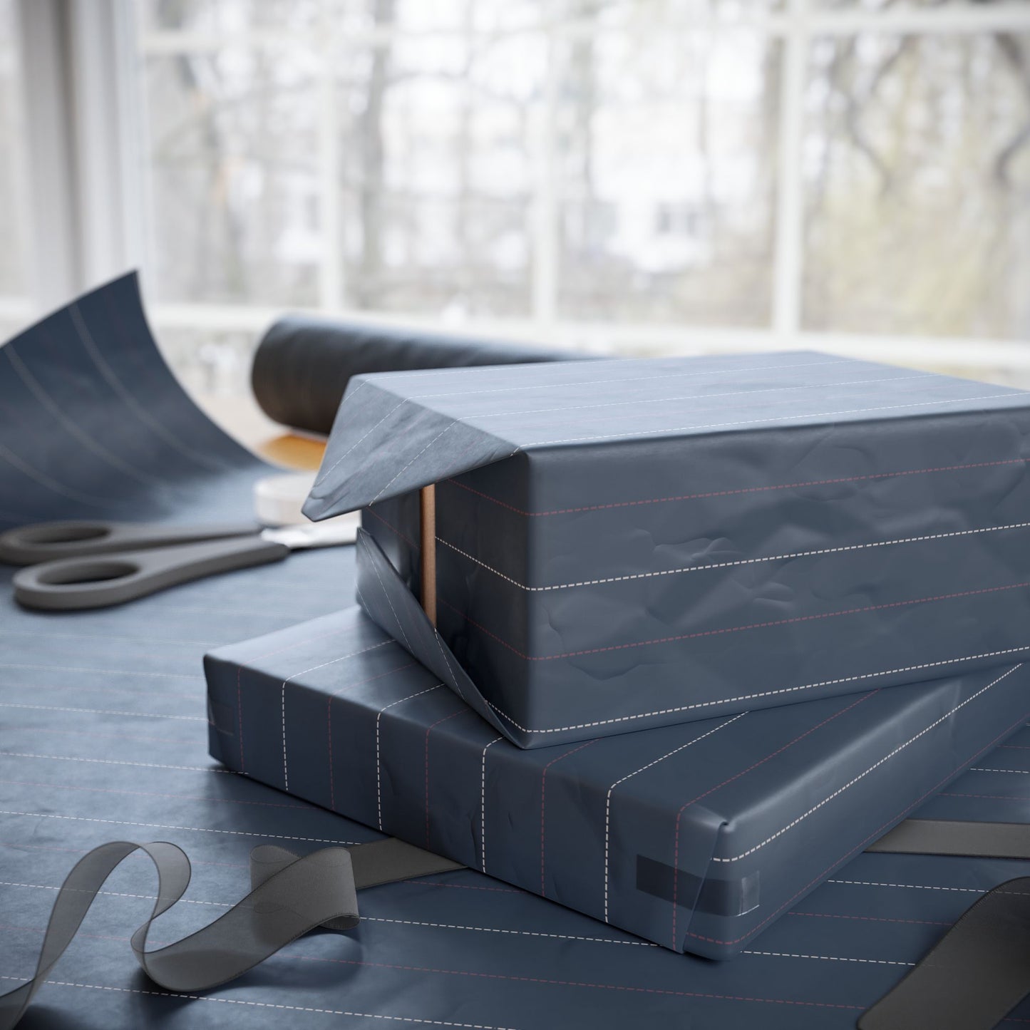 Elegant Navy Striped Wrapping Paper