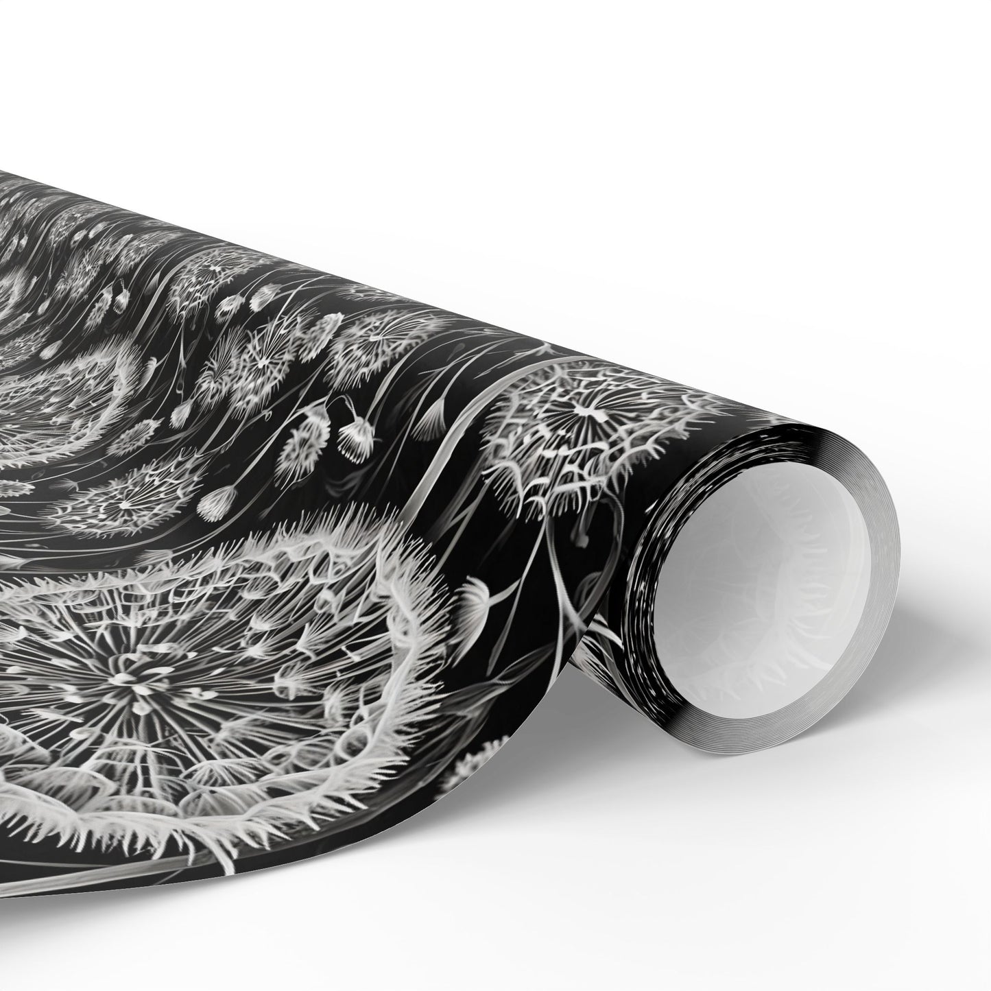Wrapping Papers - Dandelion Seed Head Flowers Black and White Line Drawings