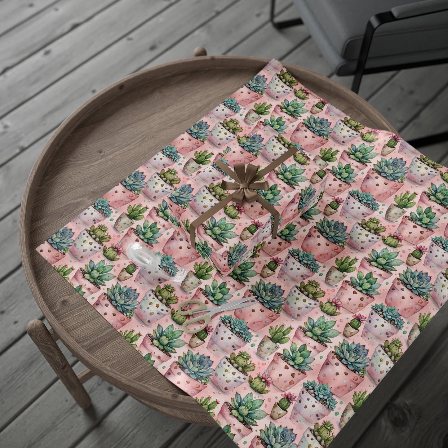 Pink Succulent Plant Gift Wrap