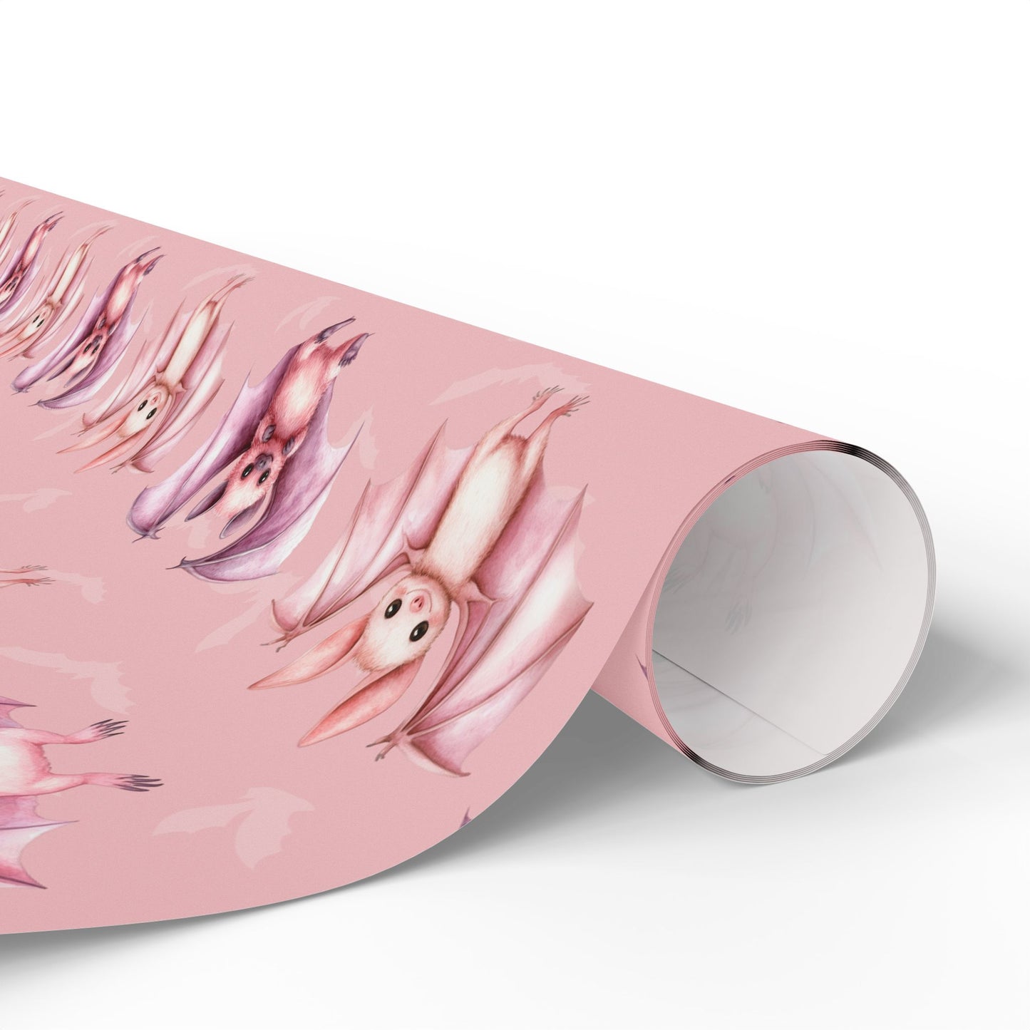 Batty & Blush – Pink Watercolor Bat Wrapping Paper