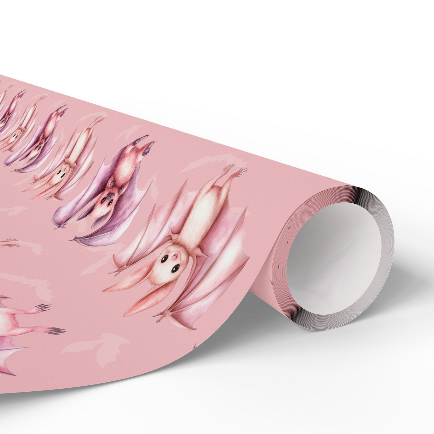 Batty & Blush – Pink Watercolor Bat Wrapping Paper