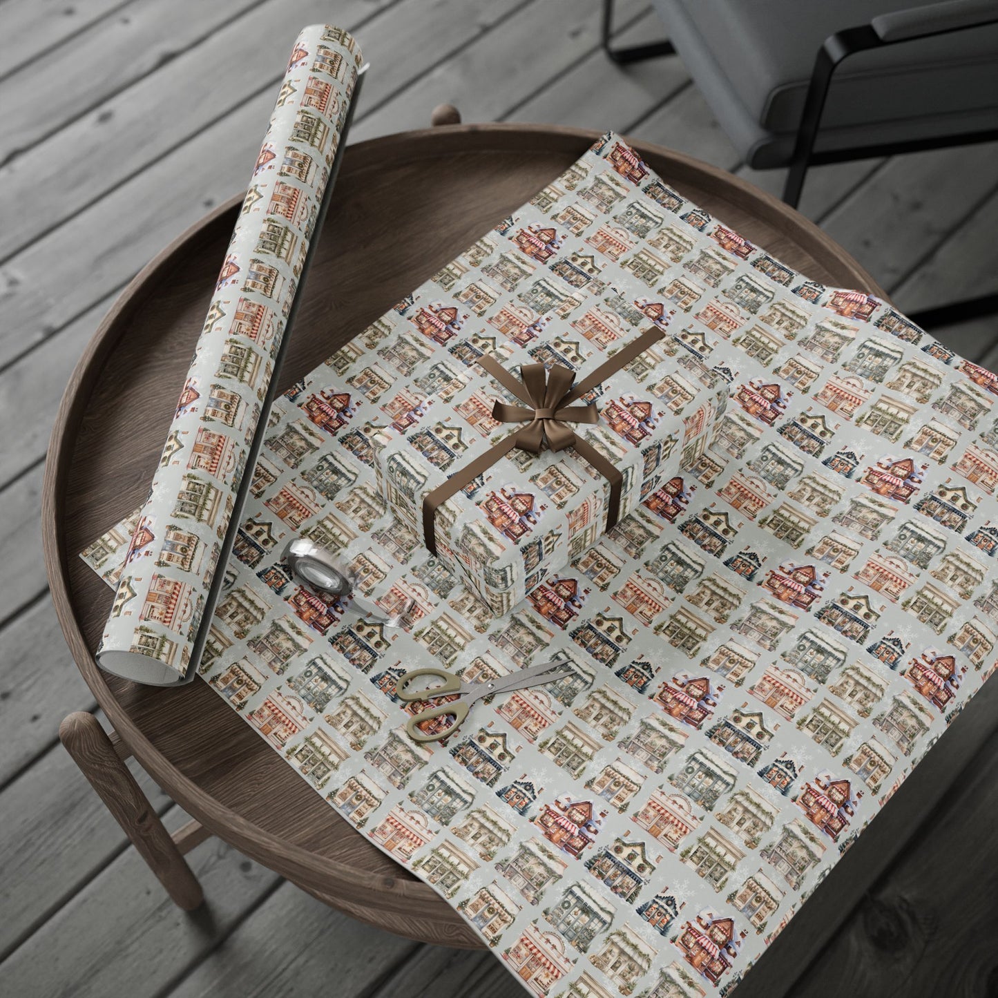 Holiday High Street – Quaint Christmas Village Shop Wrapping Paper