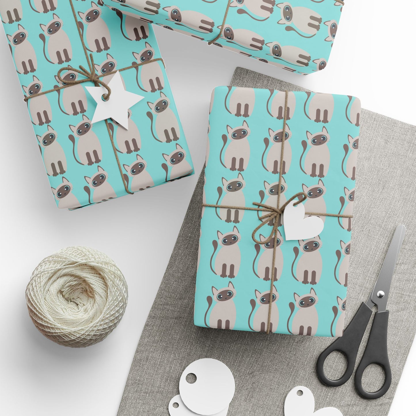 Siamese Cat Wrapping Paper – Elegant Blue Background for Cat Lovers