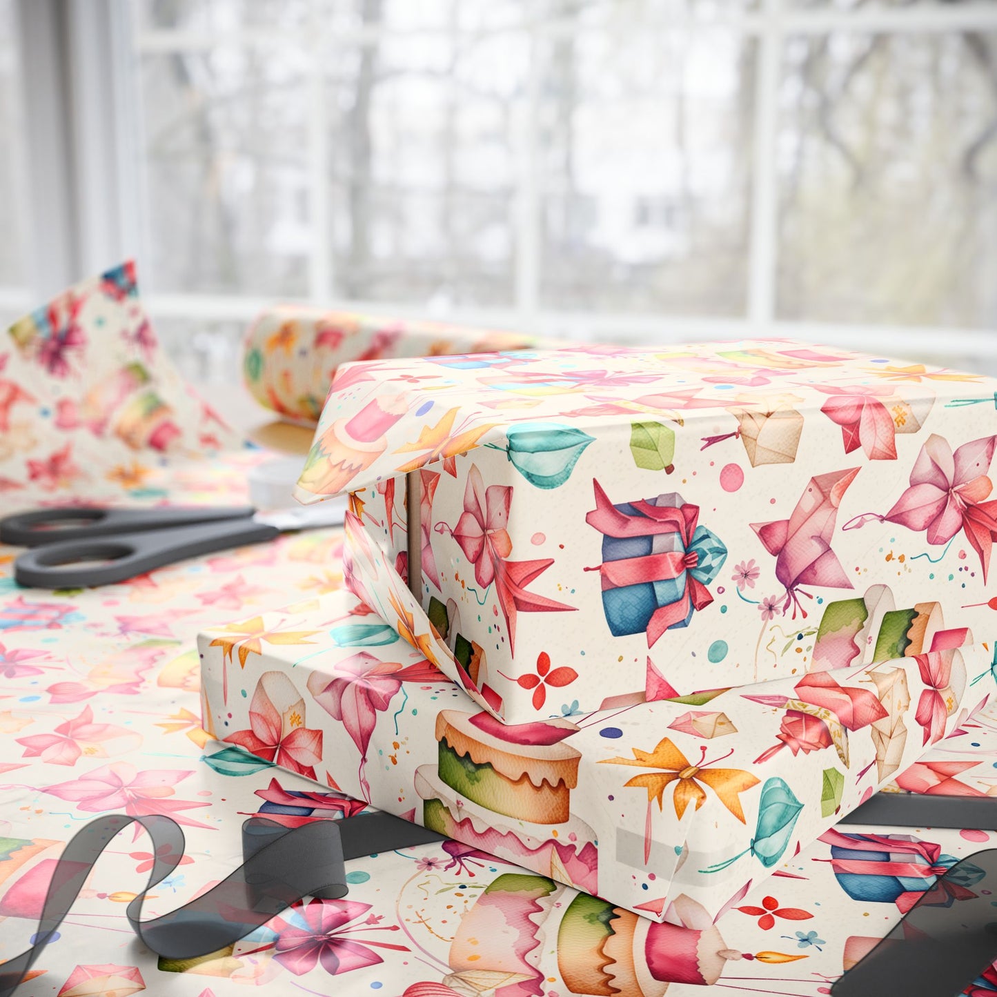 Colorful origami Birthday Gift Wrap