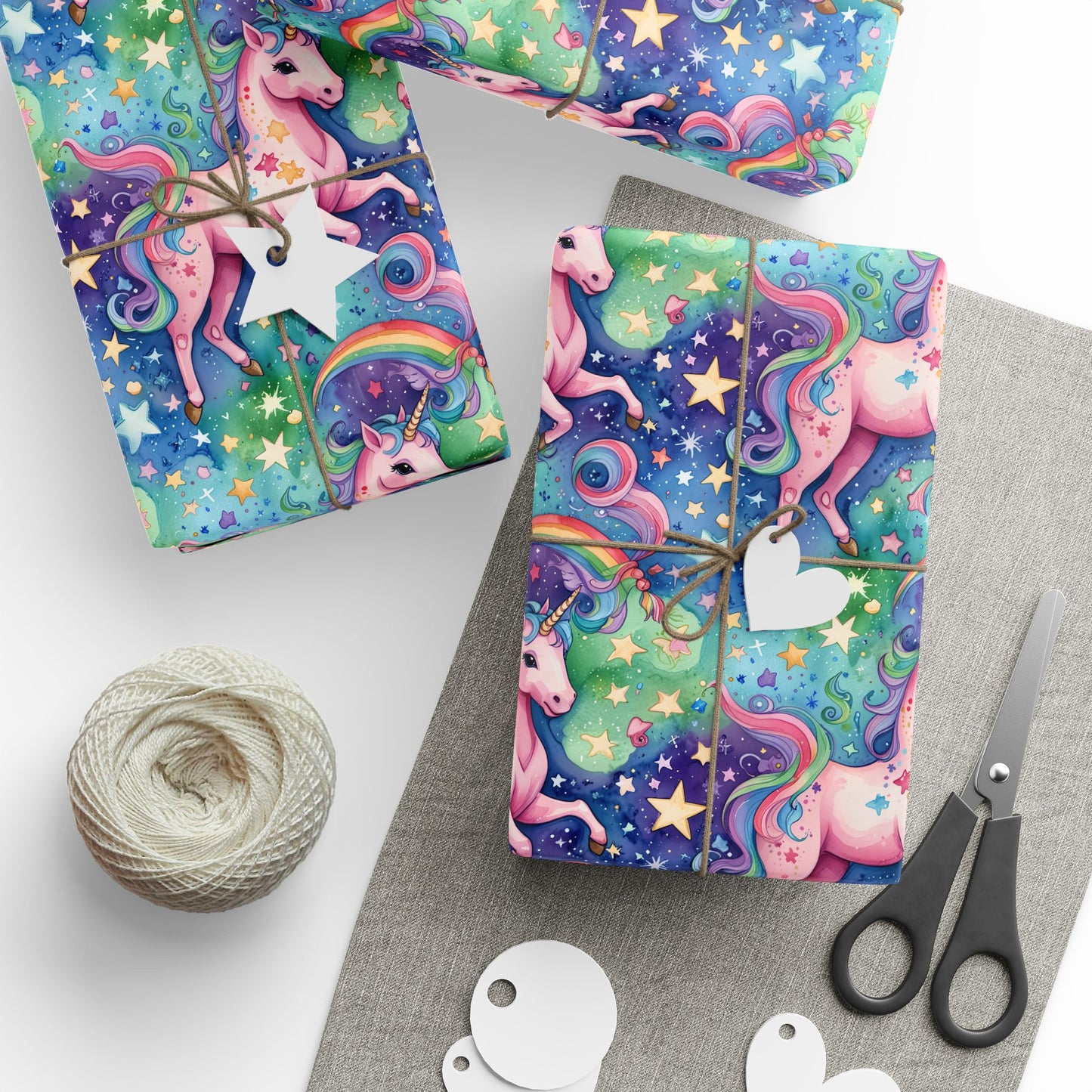 Magical Rainbow Stars & Sparkle Unicorn Wrapping Papers