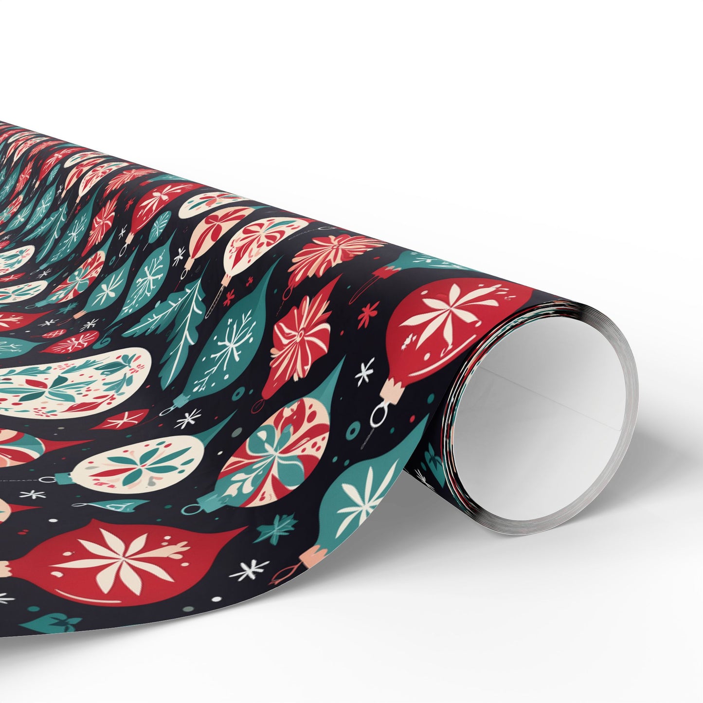 Colorful Aqua and Red Ornaments Wrapping Paper