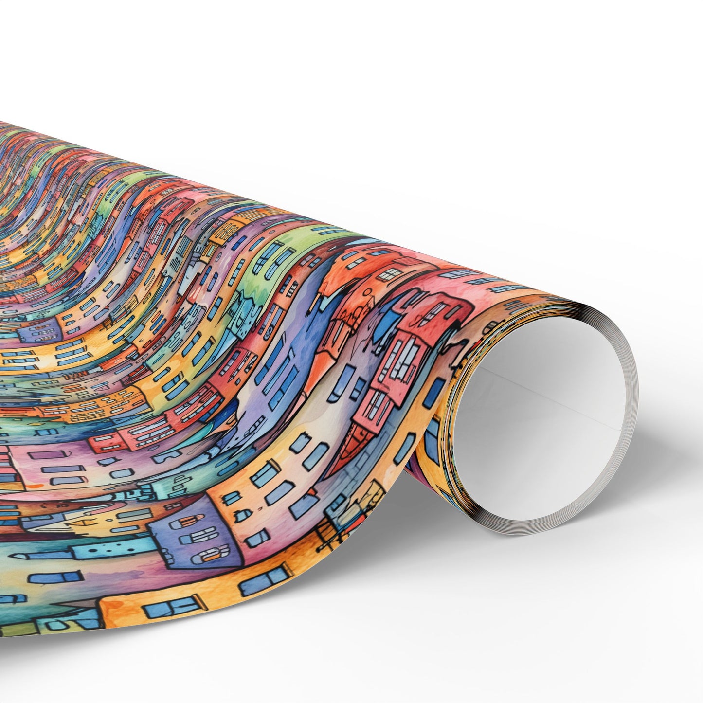 Colorful Pastel Cityscape Wrapping Paper