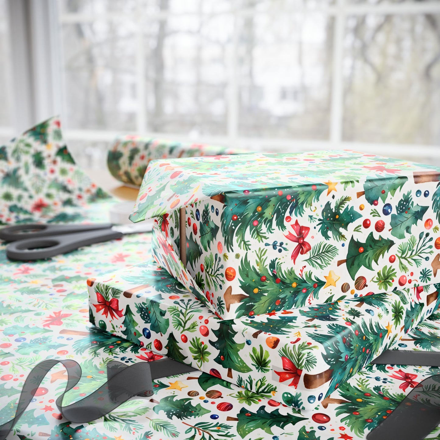 Fir Real Festive – Watercolor Christmas Tree Forest Wrapping Paper