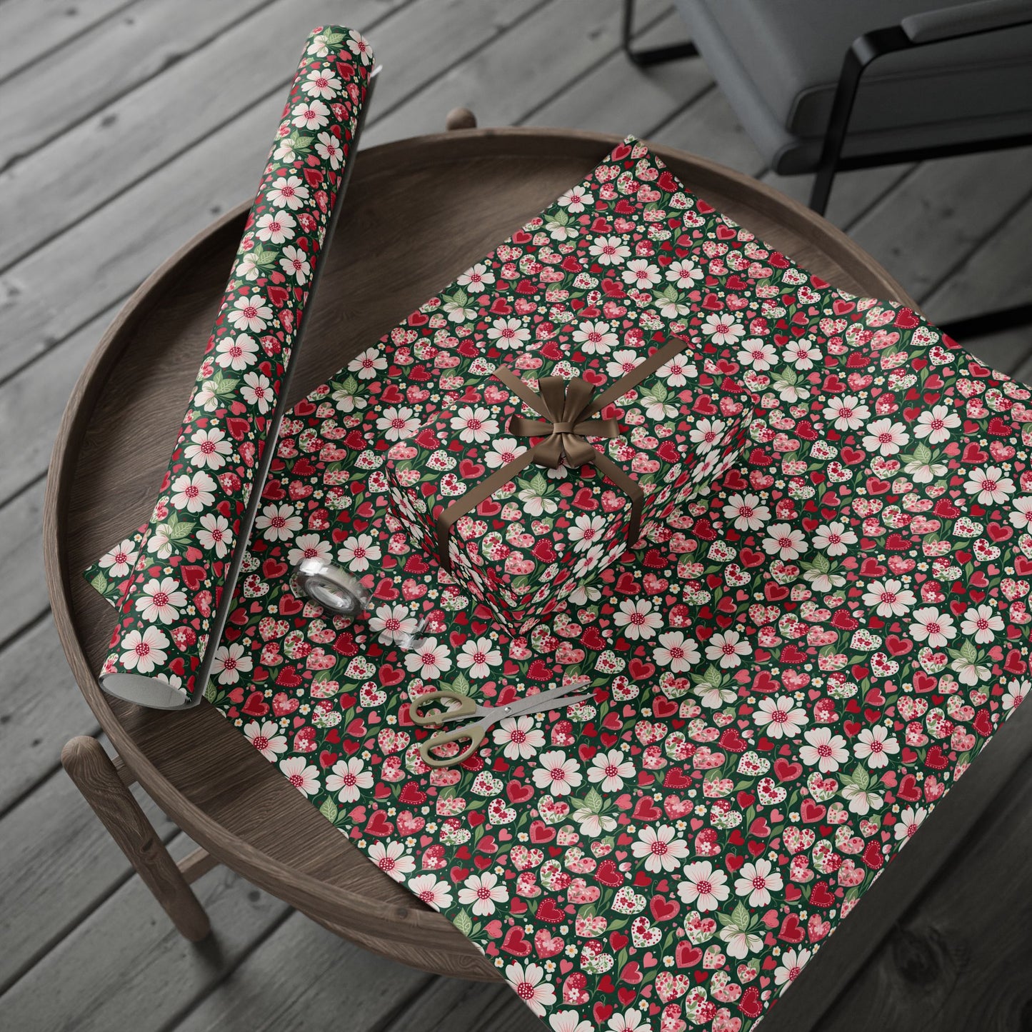 Flora & Heart Wrapping Paper,