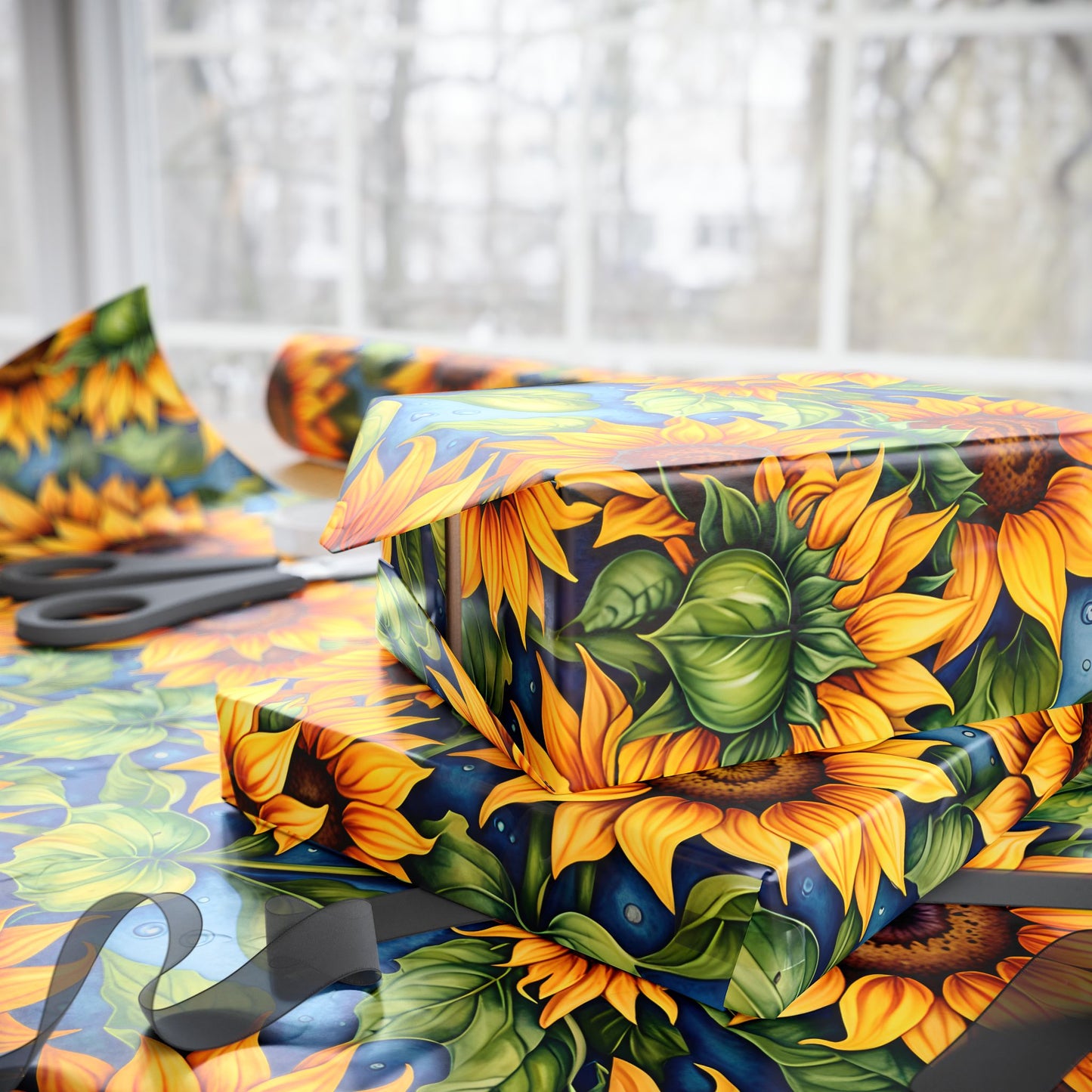 Vibrant Sunflower Patterned Wrapping Papers