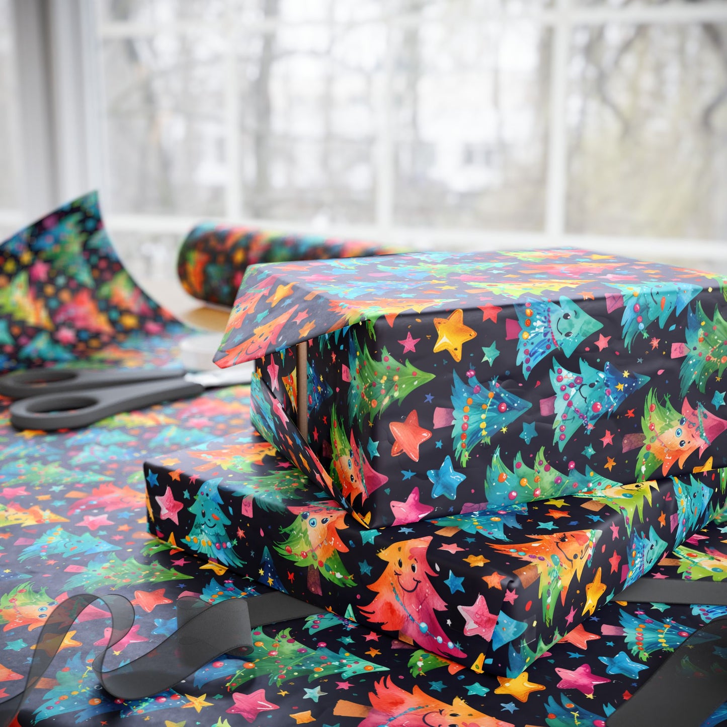 Tree - mendously Bright – Rainbow Christmas Tree Wrapping Paper