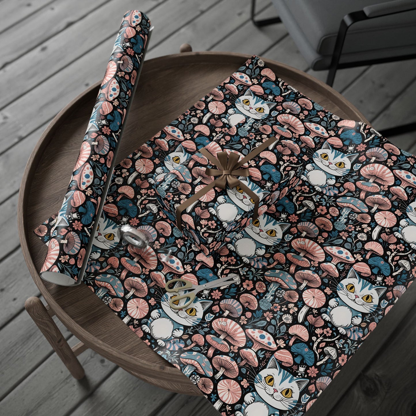Whimsical Cheshire Cat Wrapping Paper Set - Alice in Wonderland